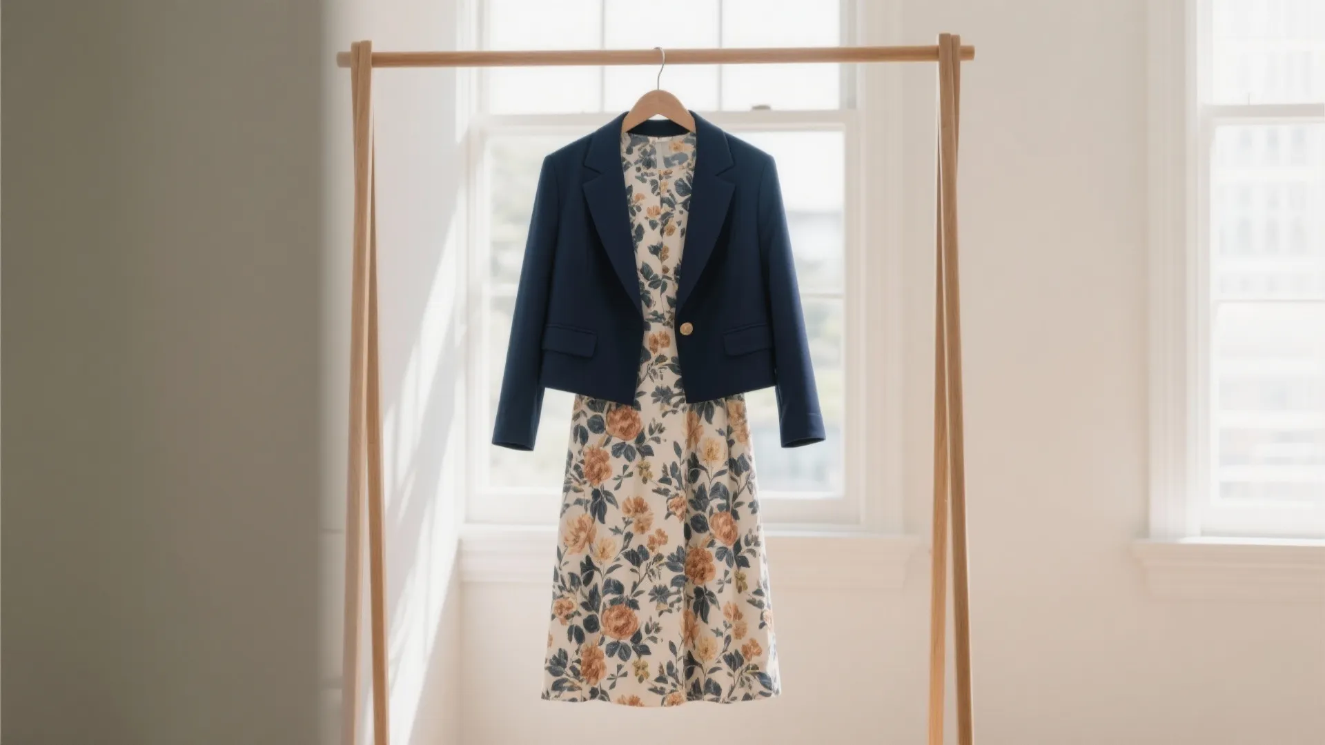 4. Printed Midi Dress + Blazer