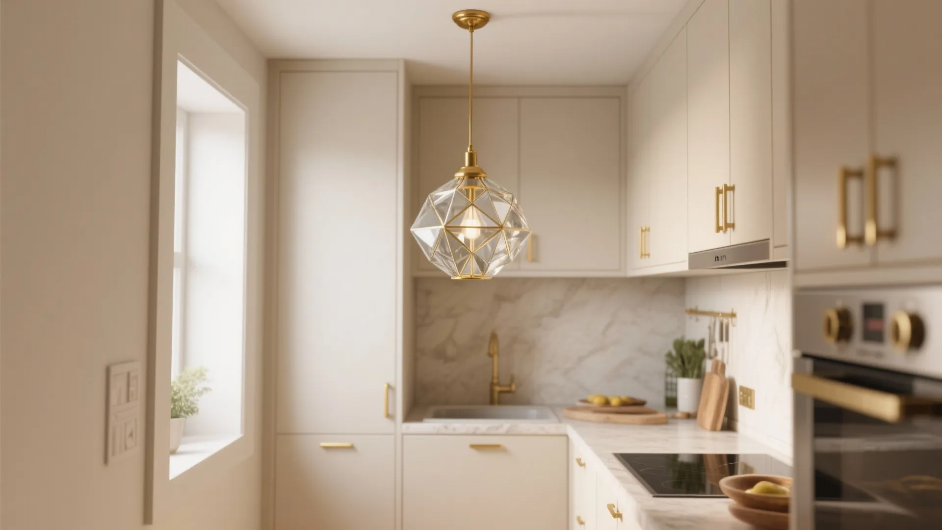 Prismatic Glass With Antique Gold Accents