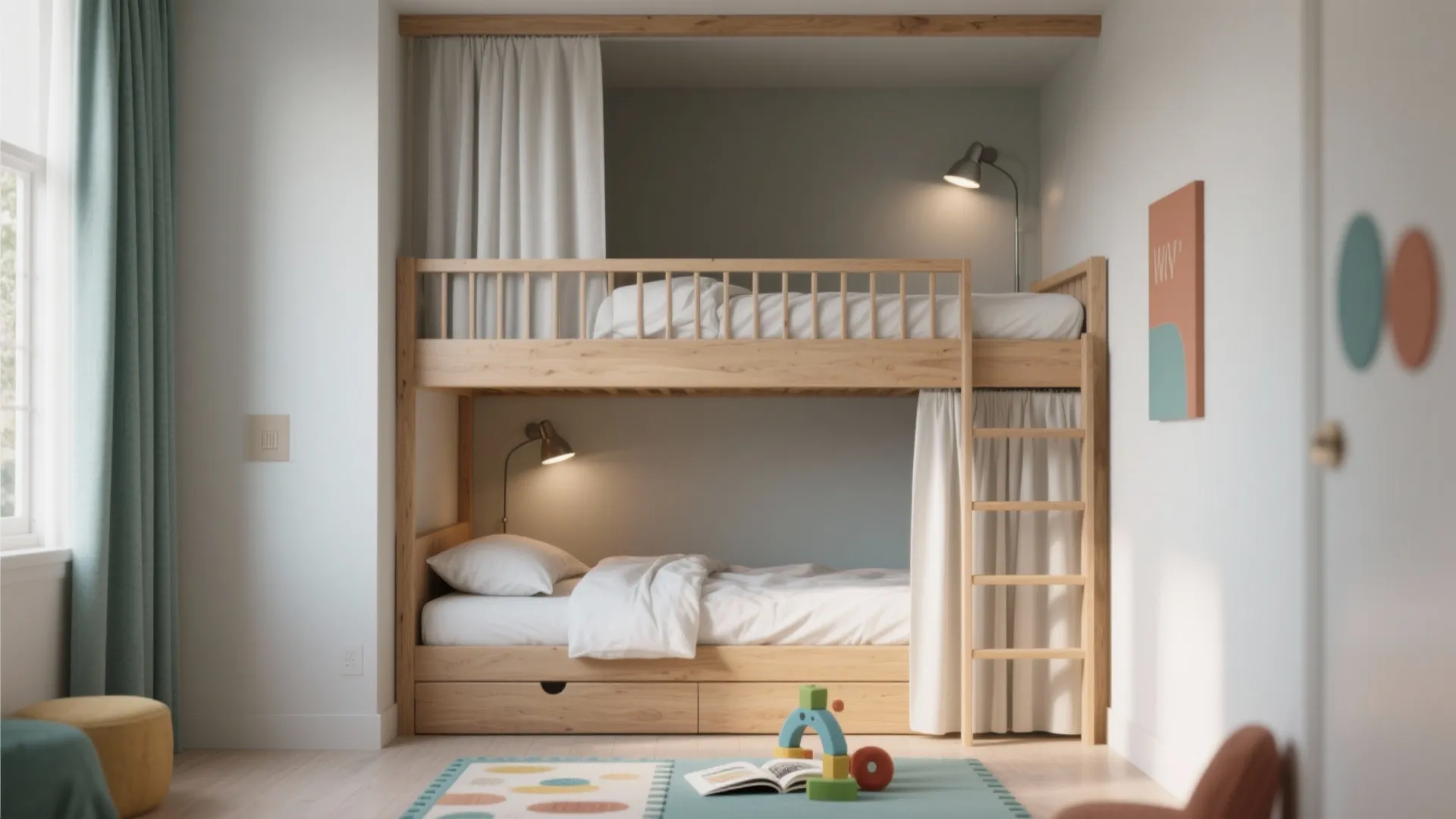Privacy-friendly bunk bed for siblings
