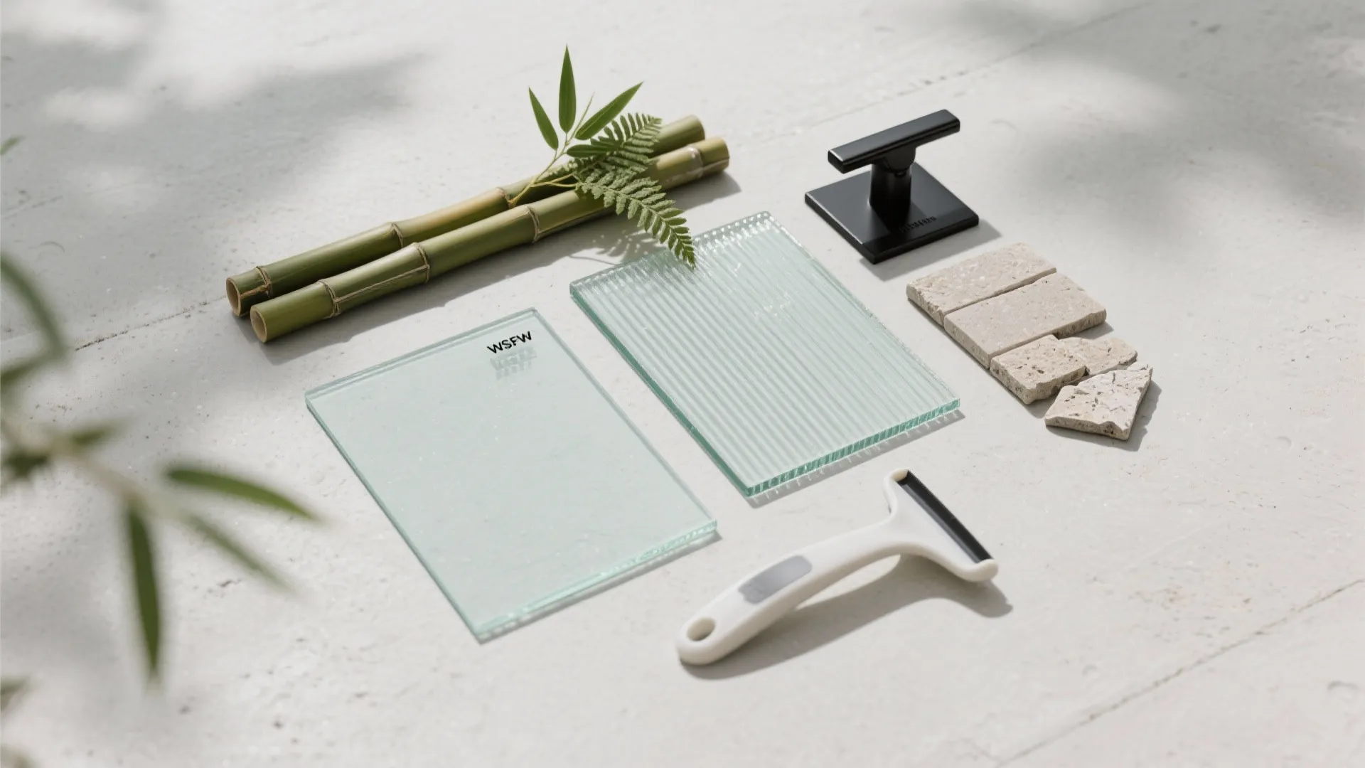 2) Glass privacy, greenery, and borrowed light