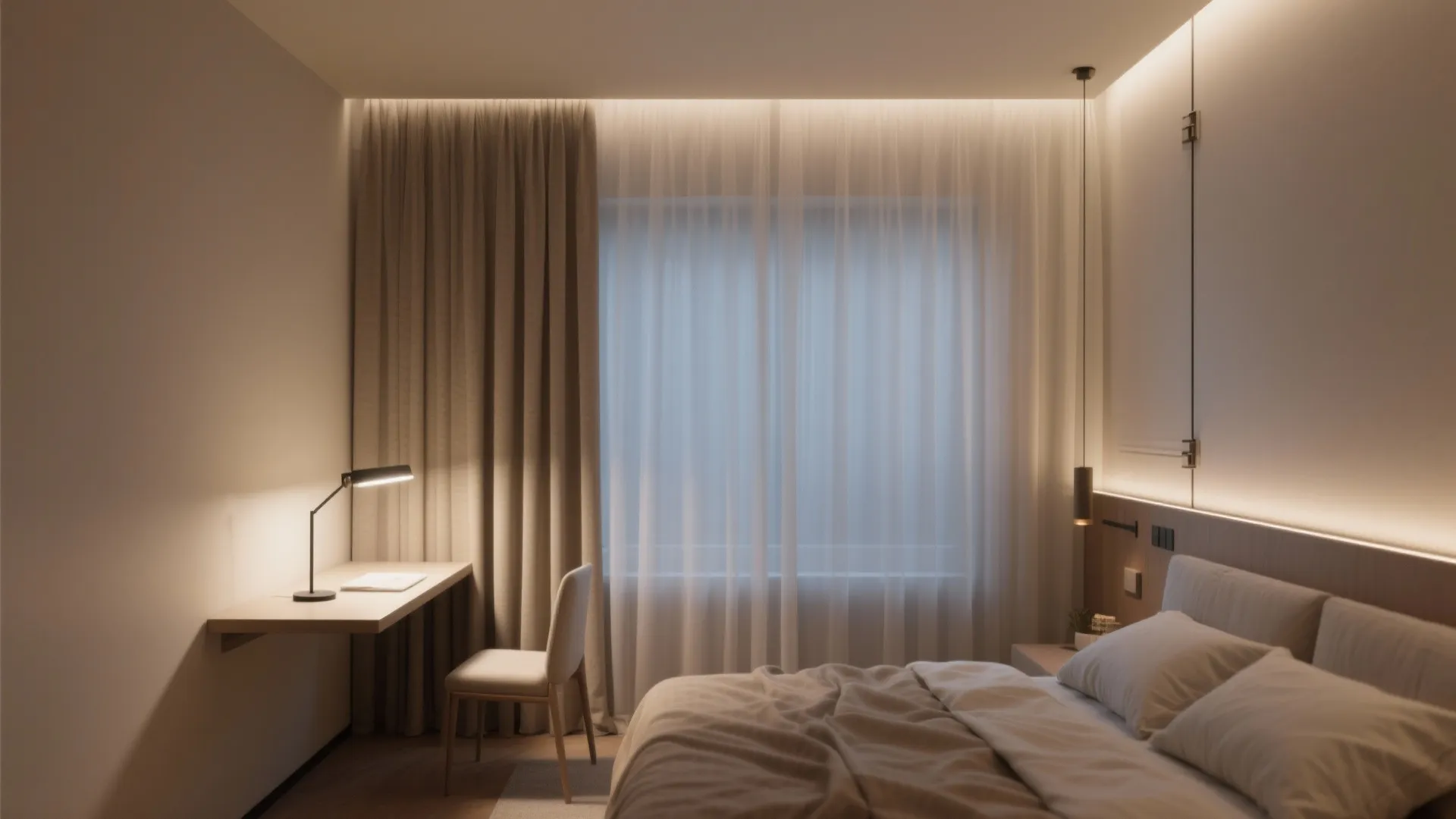 5. Floating privacy screen + soft zone separation