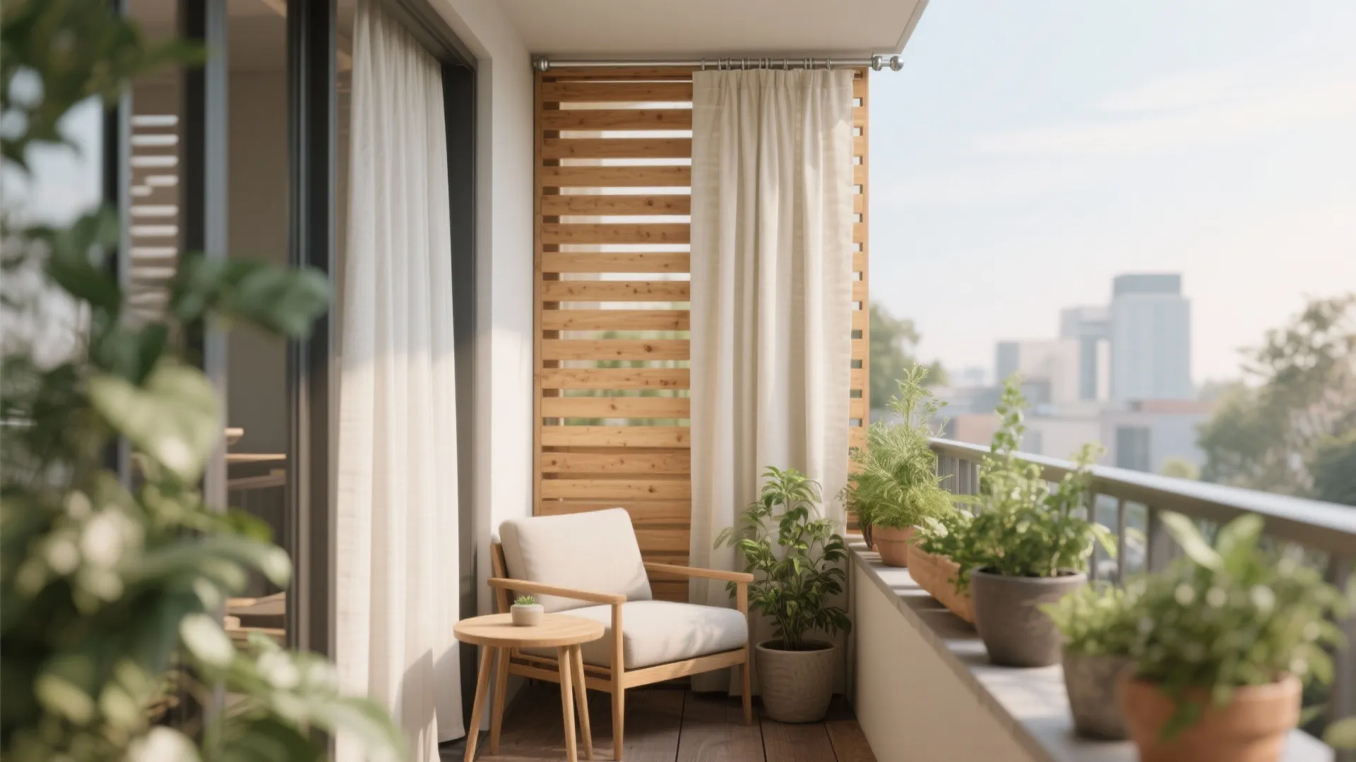 Layered Privacy: Slatted Screens and Textiles