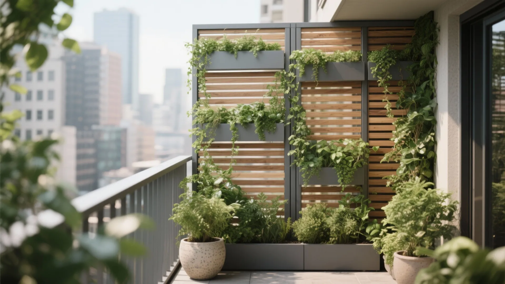Layered Privacy Screens With Greenery