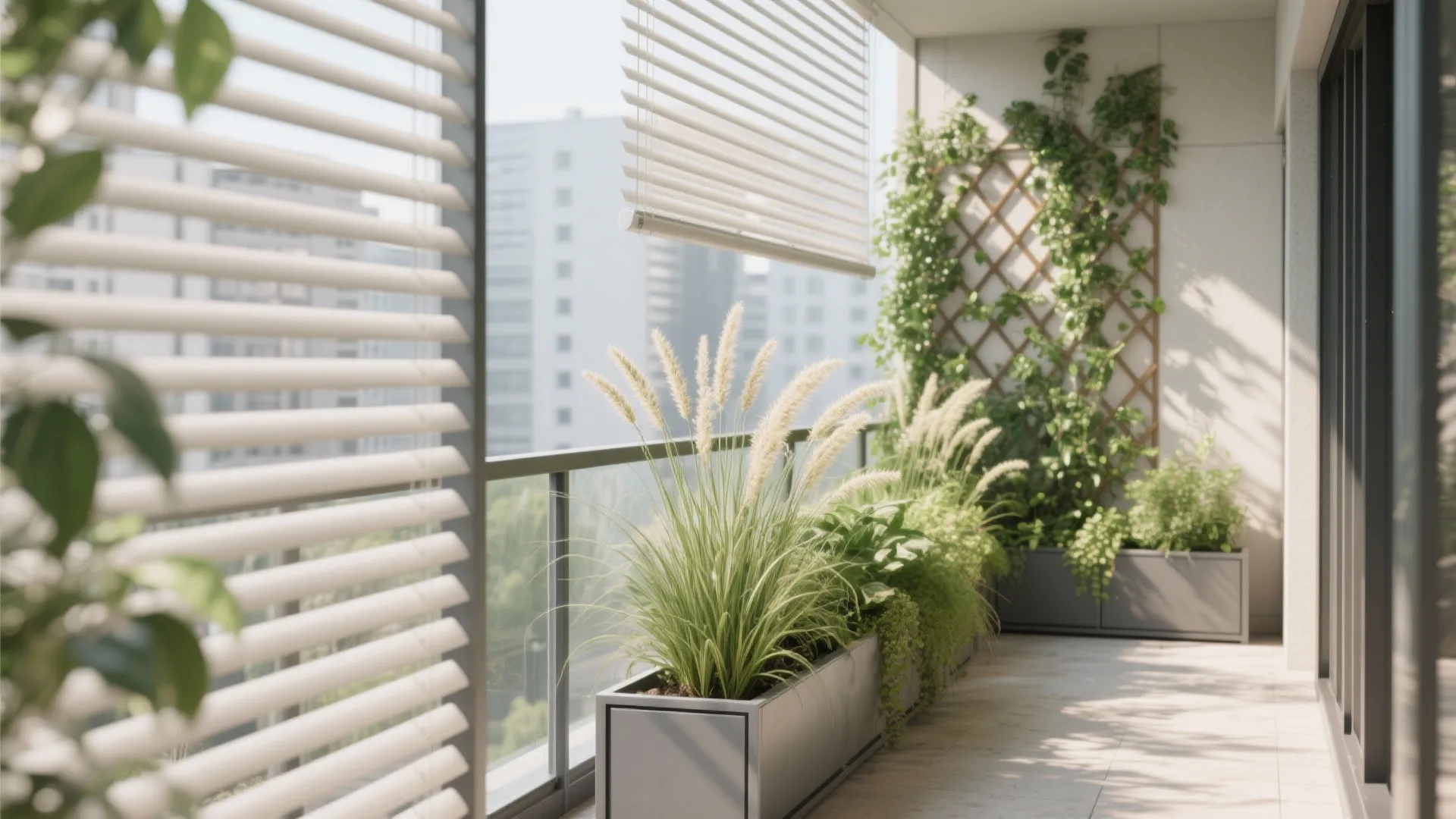 Framed privacy with screens plus plants