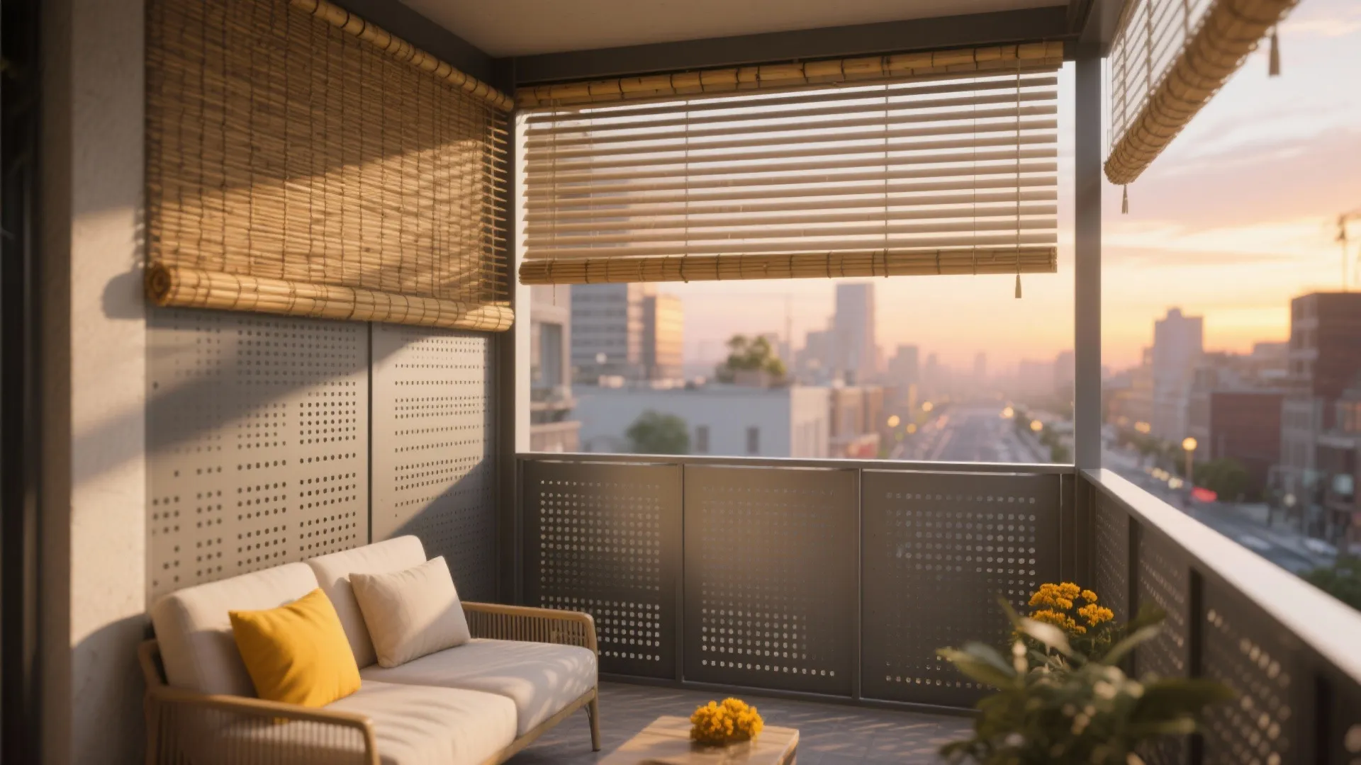 4) Privacy screens and smart shade for sun, dust, and neighbors