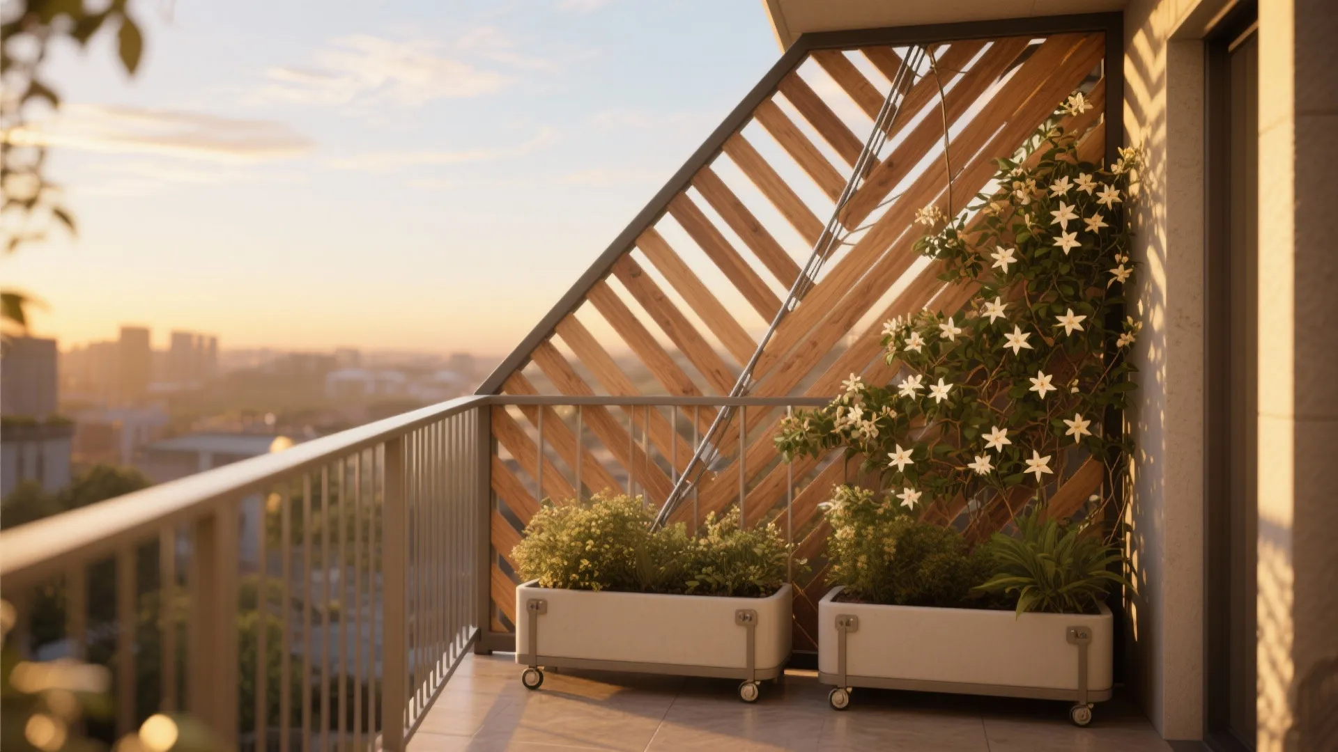 Privacy without darkness: slatted screens and living veils