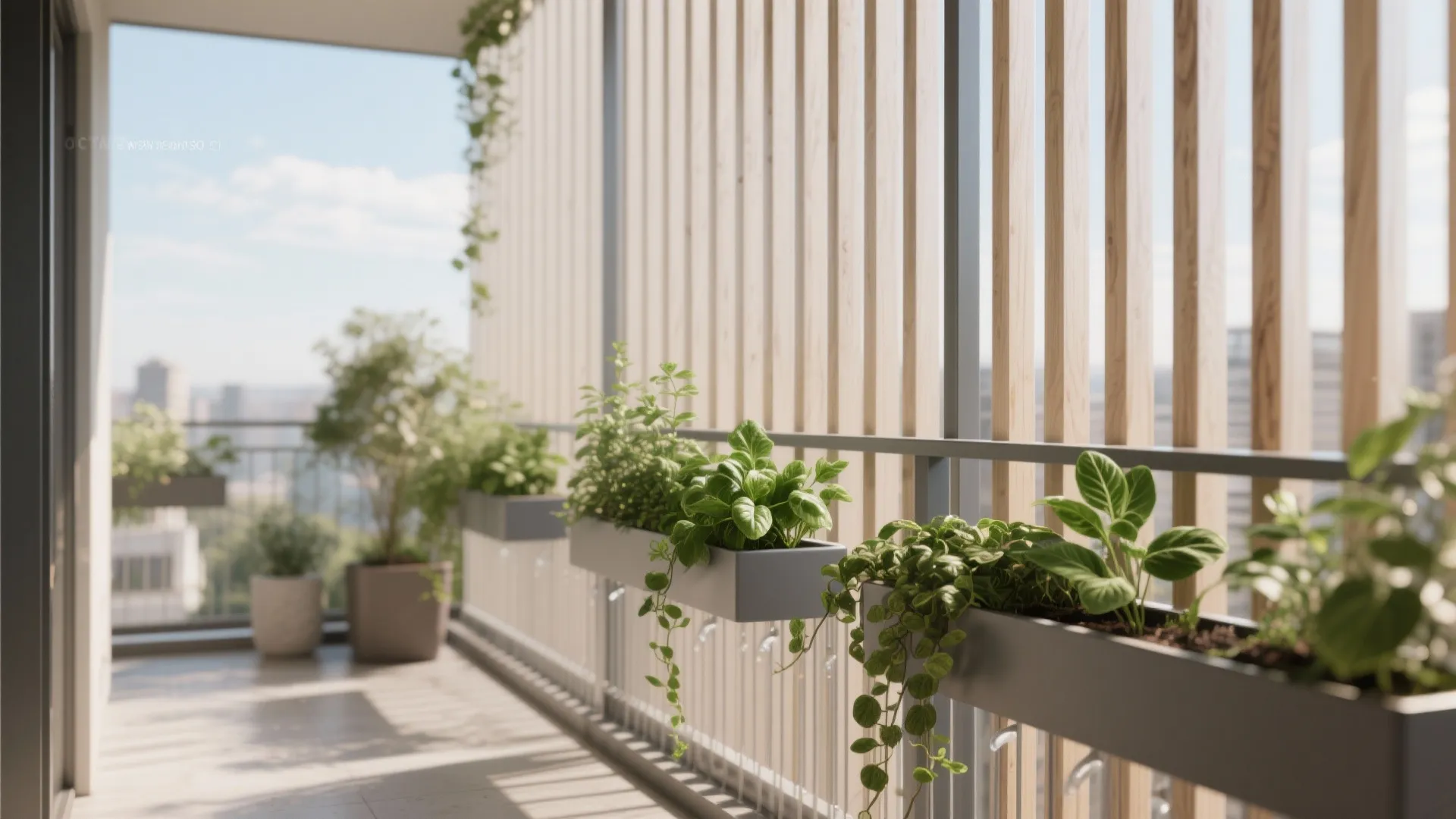 4) Privacy plus planters: vertical slats with green pockets
