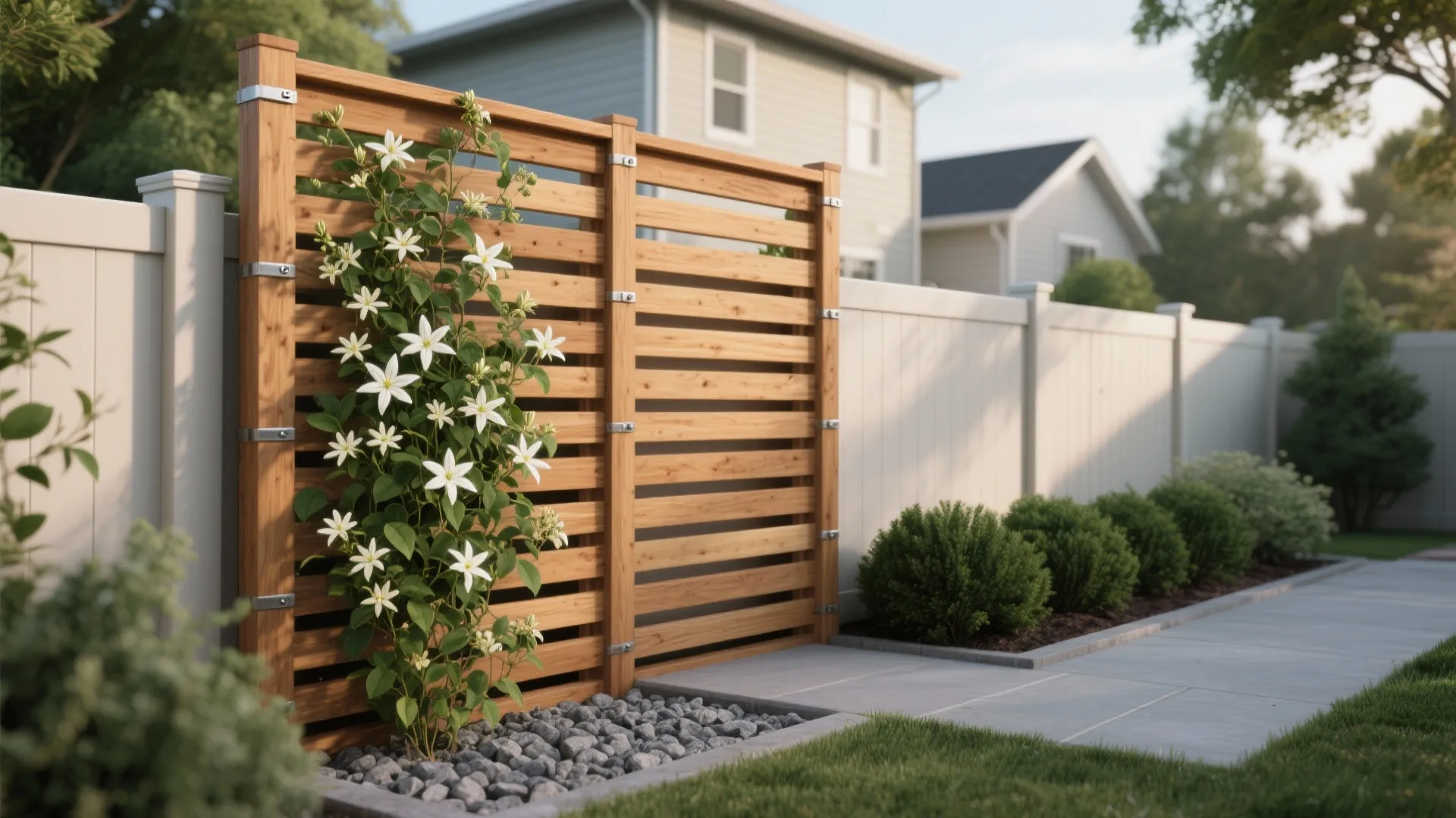 Vertical layers for privacy: trellis, climbers, and screens