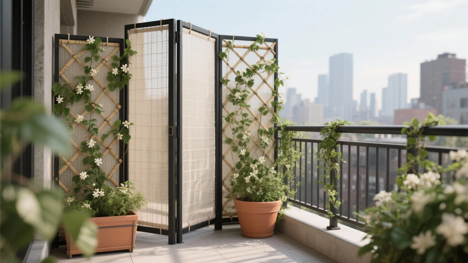 Sheer Privacy Screens + Green Vines