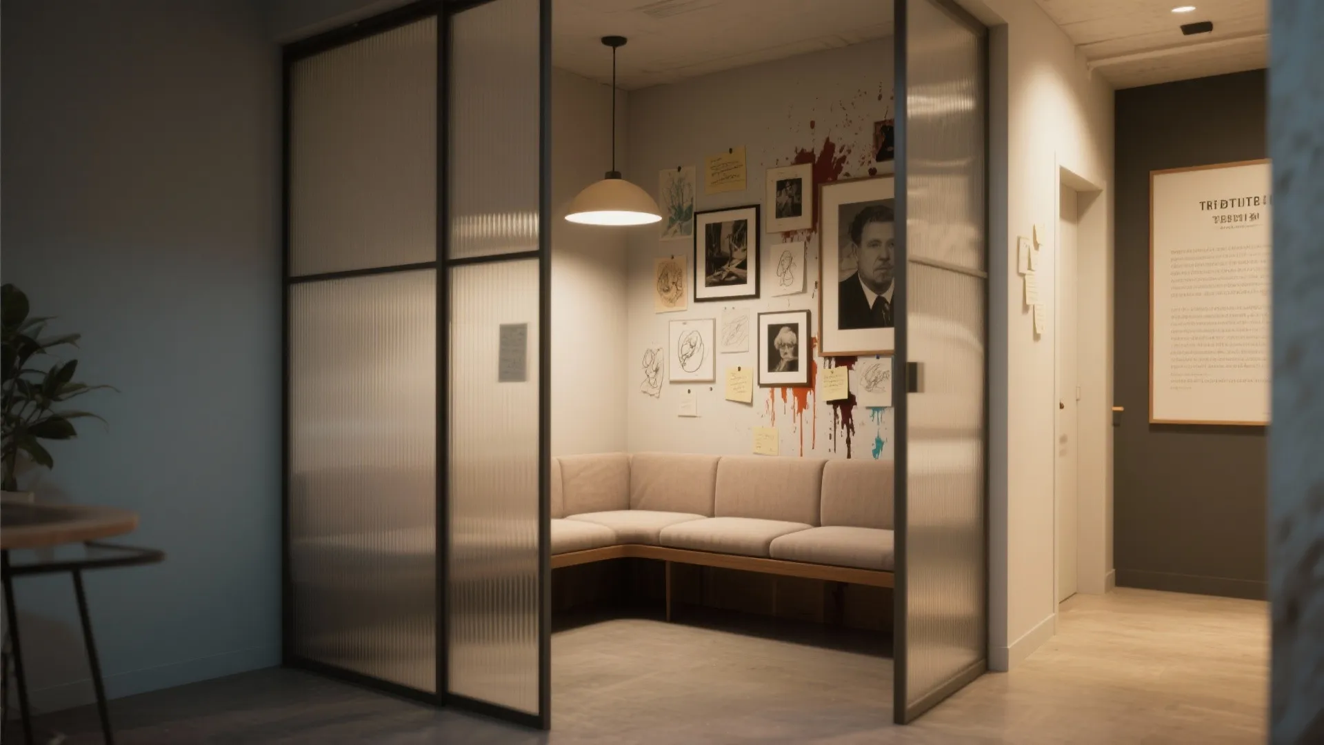 Private nooks and a tribute wall