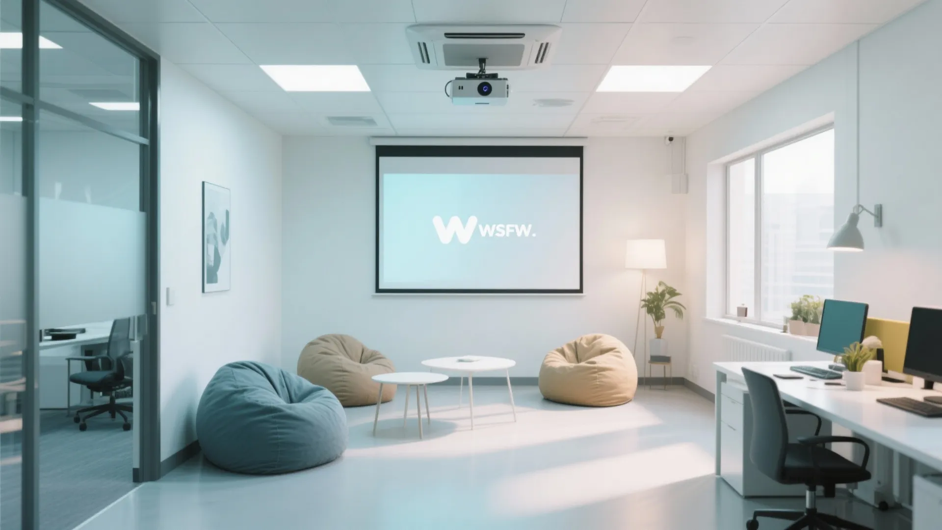 2. Wall-Mounted Screens & Projectors