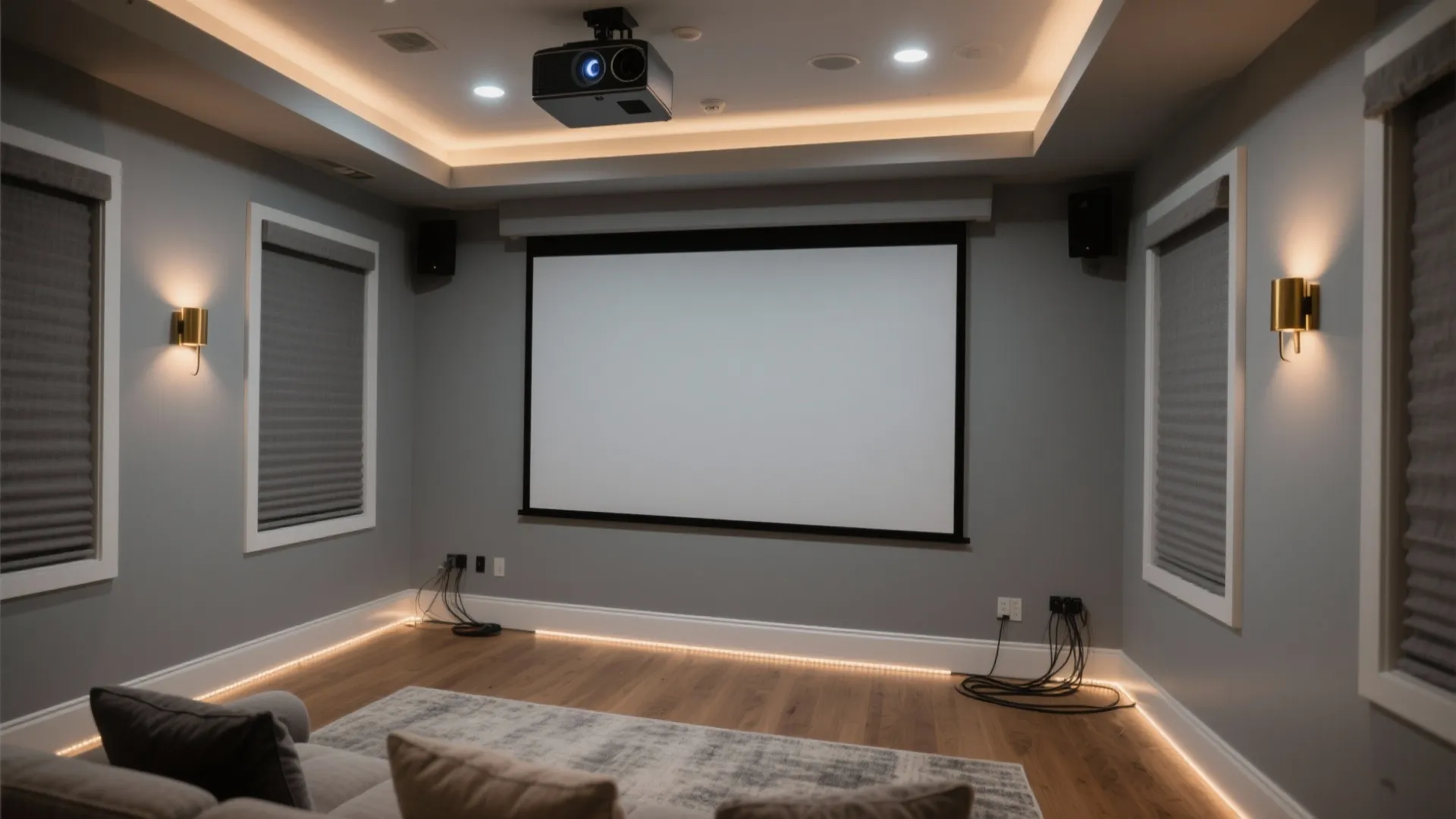 Projector-Ready Wall and Layered Lighting