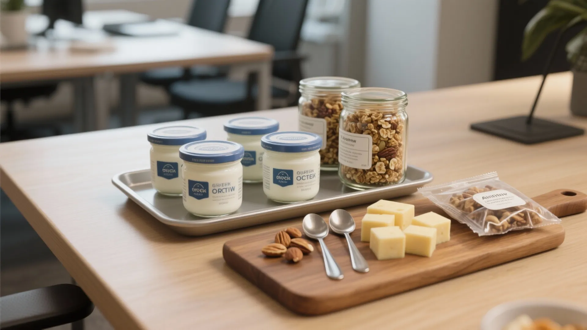 2. Protein-Packed Snack Station (Yogurt, Nuts, and Cheese)