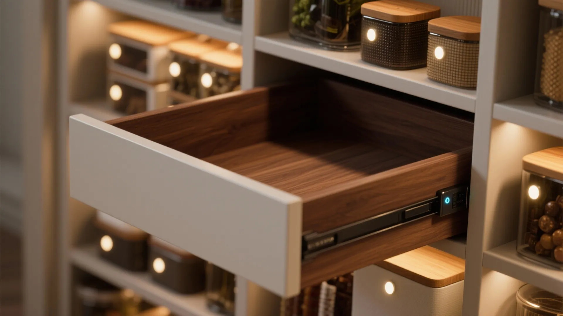 2. Recessed puck LEDs inside cabinets and drawers