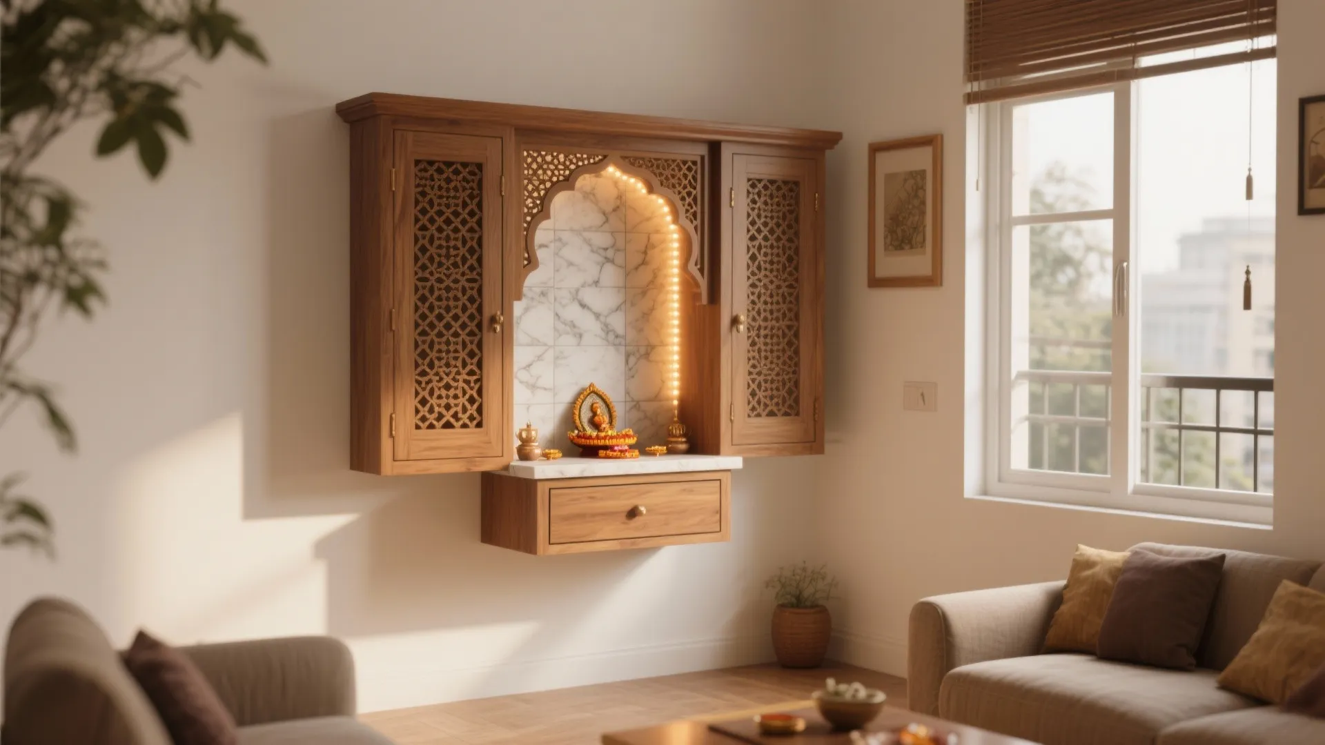 A Compact, Respectful Puja Corner