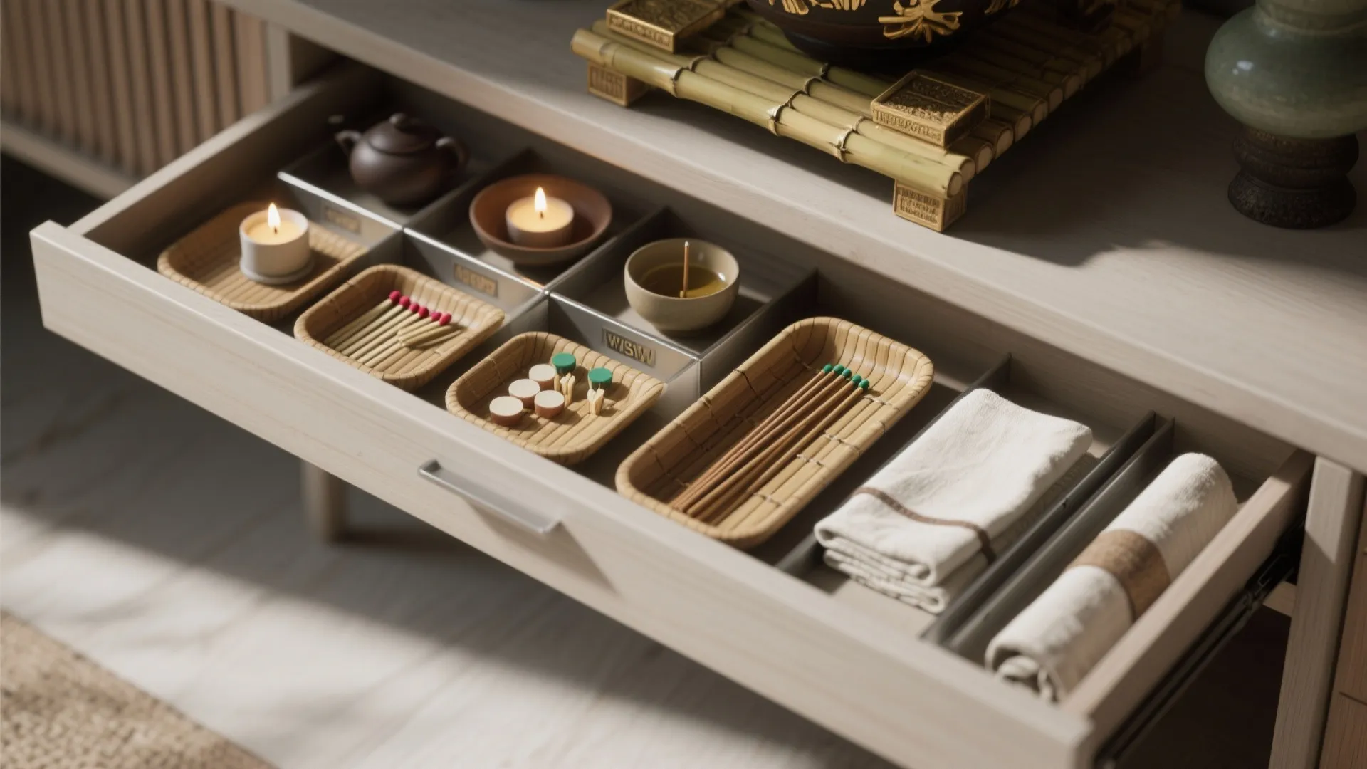 Hidden storage that keeps rituals clutter‑free