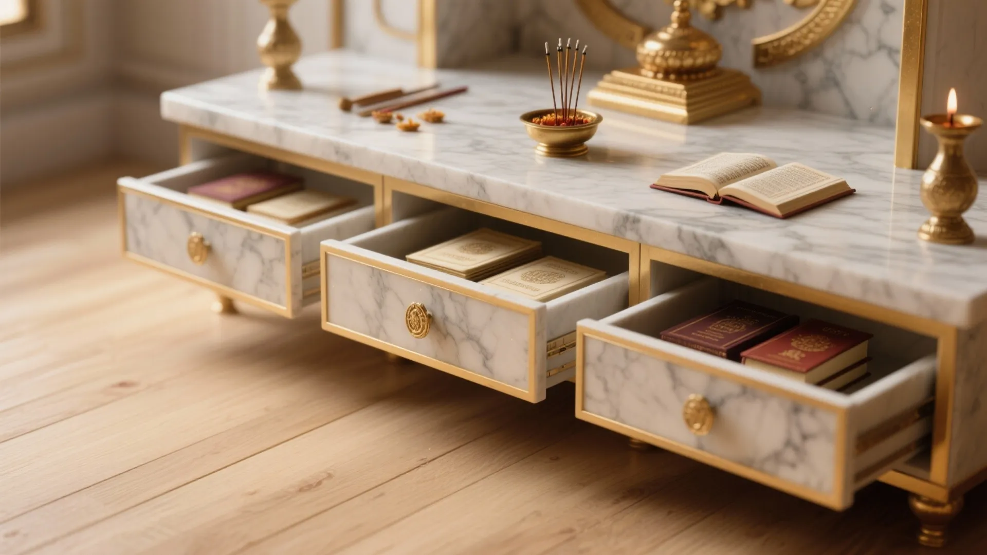 Minimalist Mandir with Hidden Storage