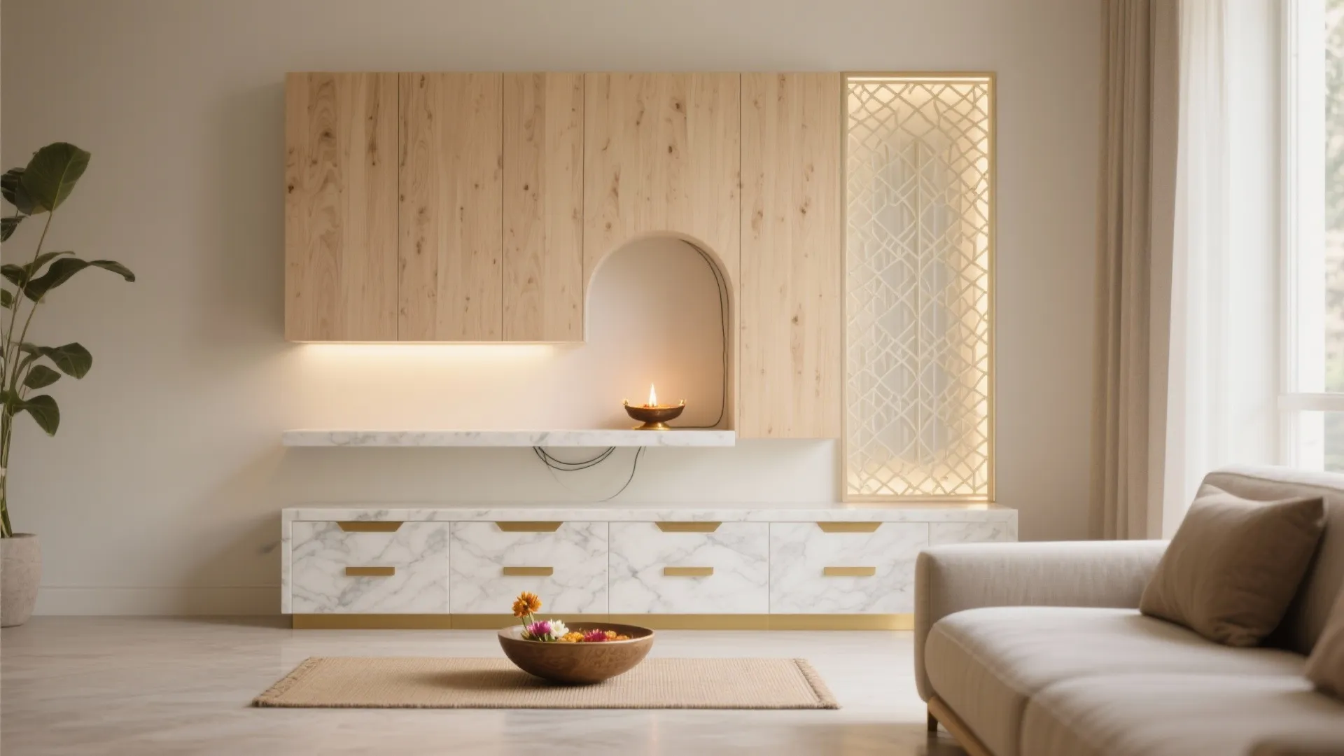 5 Puja Room Decoration Ideas for Small Homes: Small-space pooja nook upgrades with warm minimalism, light layering, and crafted details—practical, Vastu-friendly, and ready for real homes