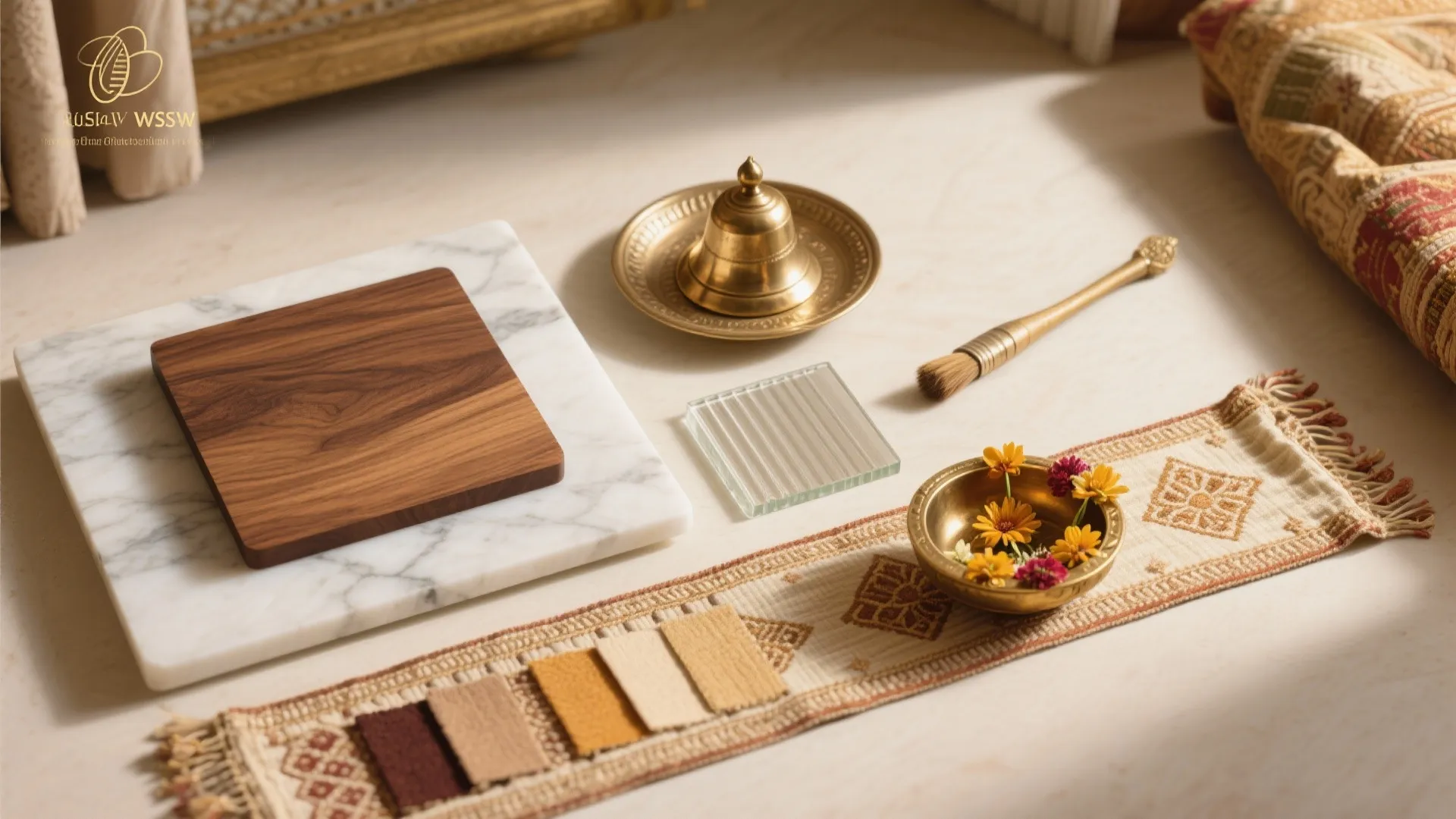 Earthy Materials, Brass Accents, and Textiles With Care