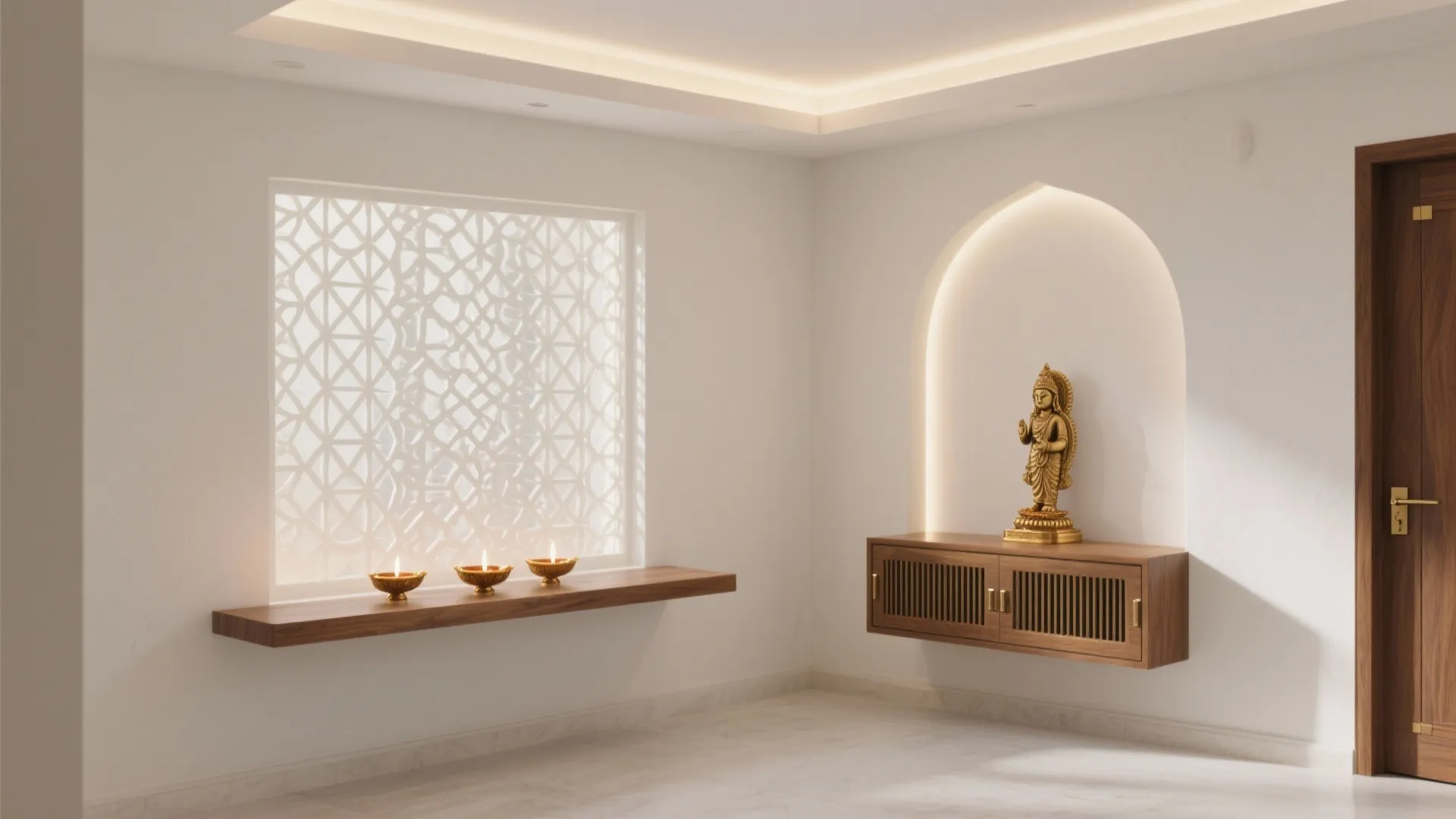5 Puja Room POP Design Ideas for Small Spaces: A friendly designer’s guide to serene, modern pooja rooms using POP ceilings, textured backdrops, smart storage, and data-backed lighting.