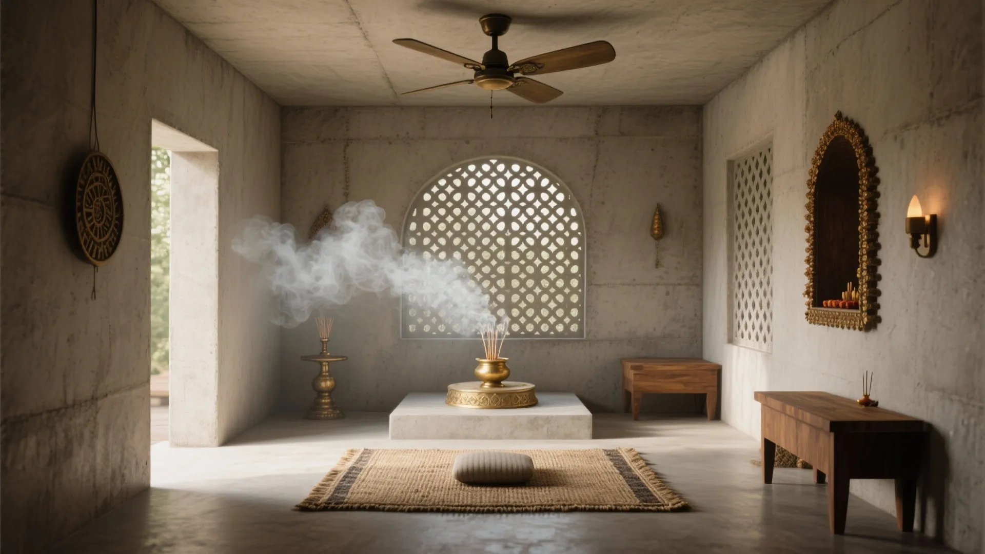 Ventilation, Fragrance, and Acoustics in a Cement Shell