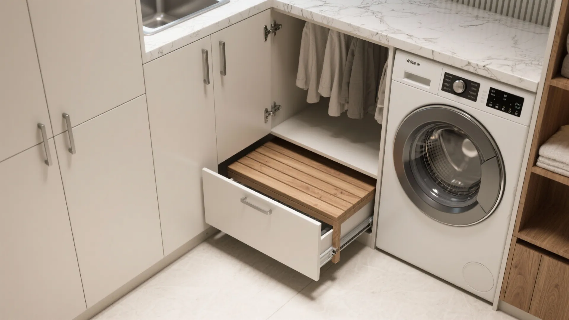 4. Pull-out Bench in a Cabinet