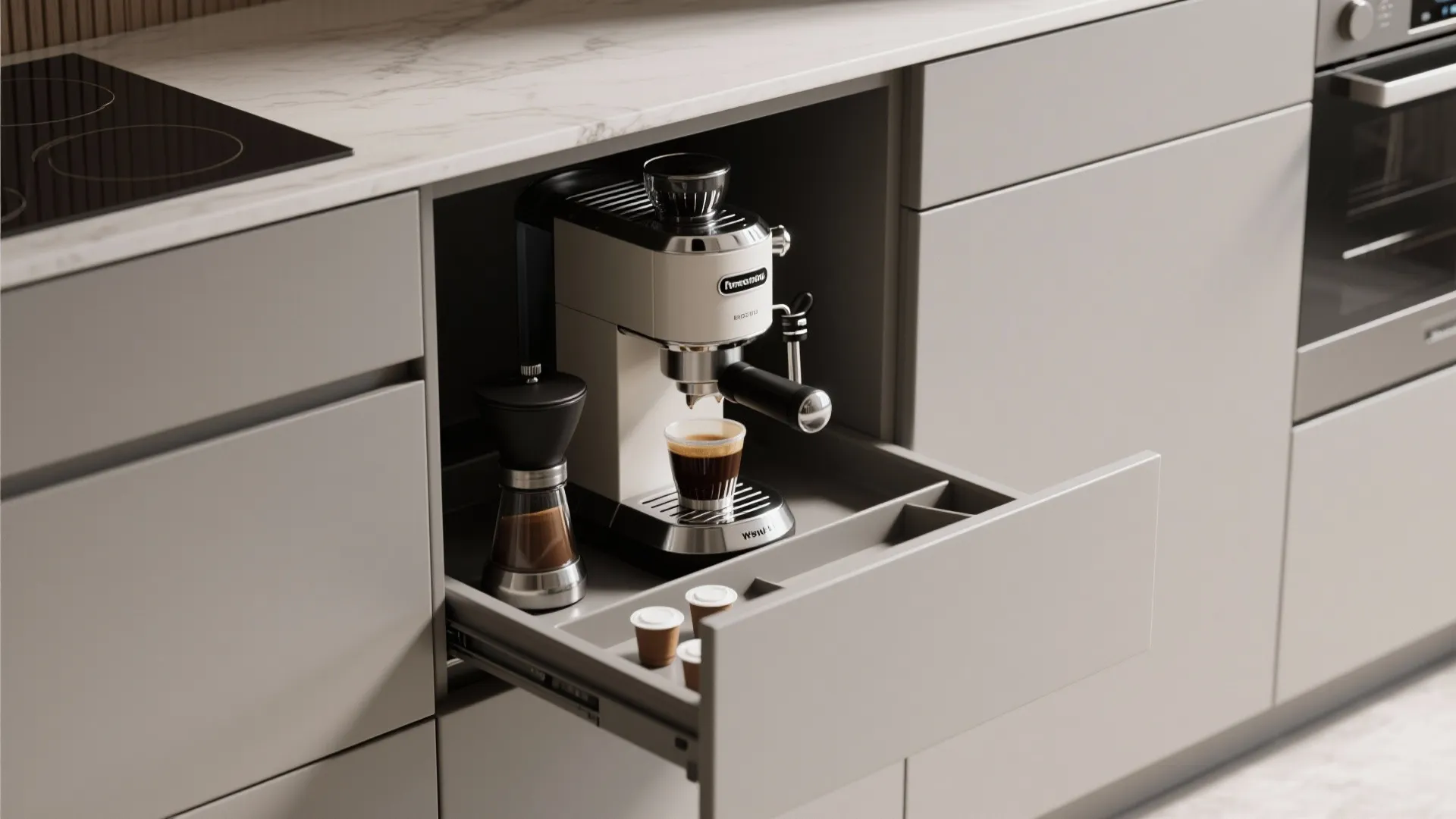 2. Pull-Out Coffee Drawer