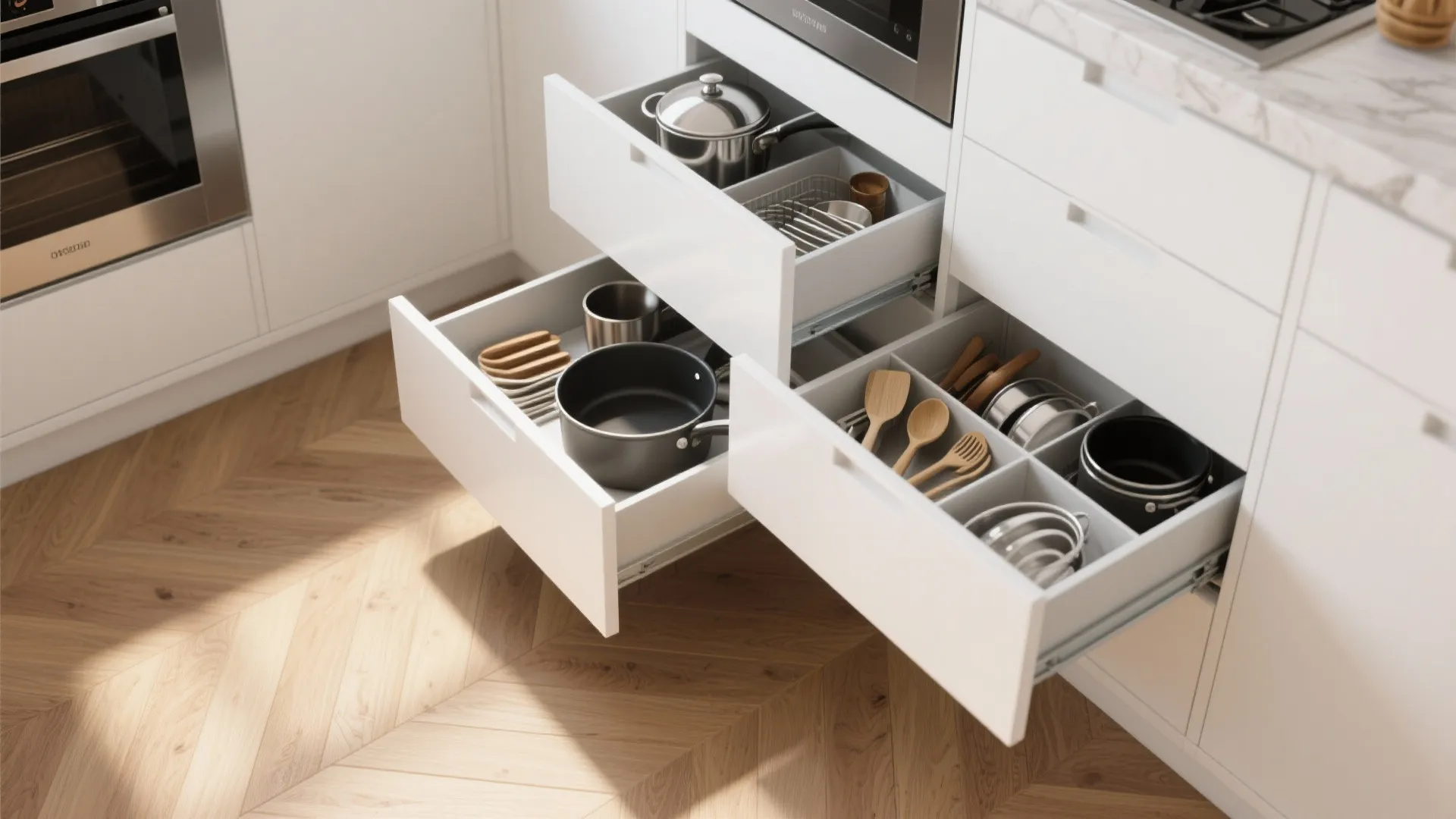 3. Pull-Out Corner Drawers