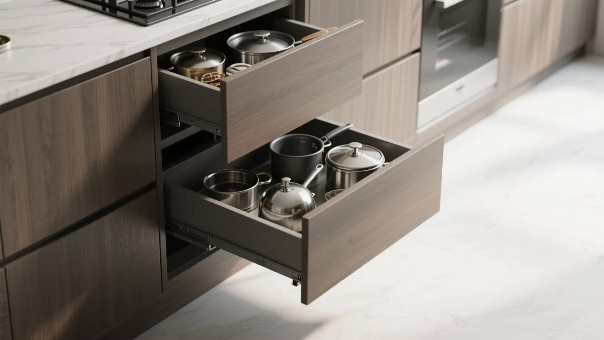 2. Pull-Out Corner Drawers