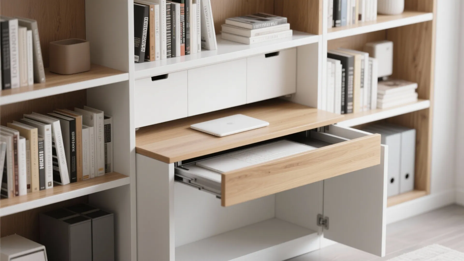 10. Concealed Pull-Out Desk