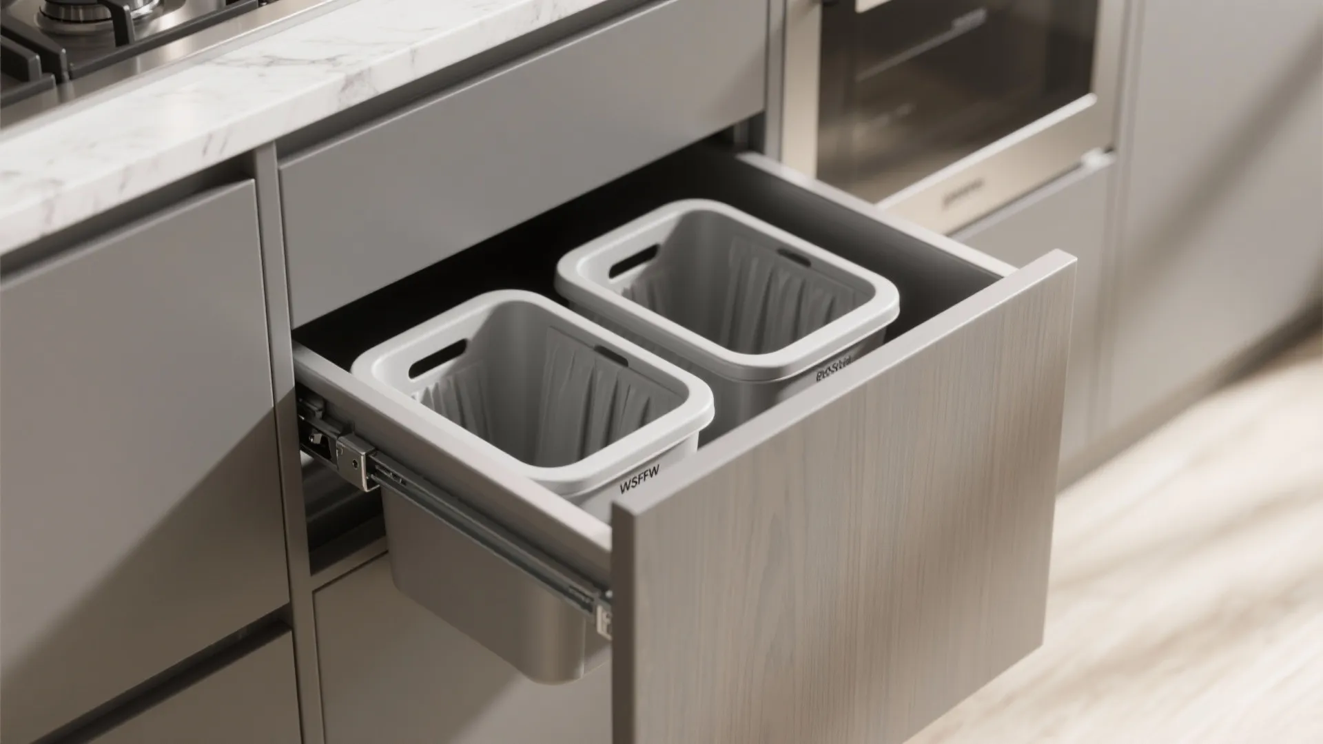 1. Pull-out trash drawer