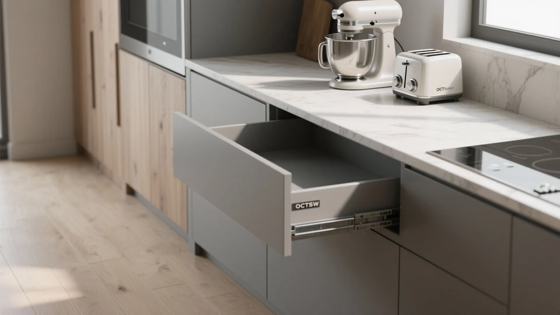 2. Pull-out counter drawers: hidden but mighty