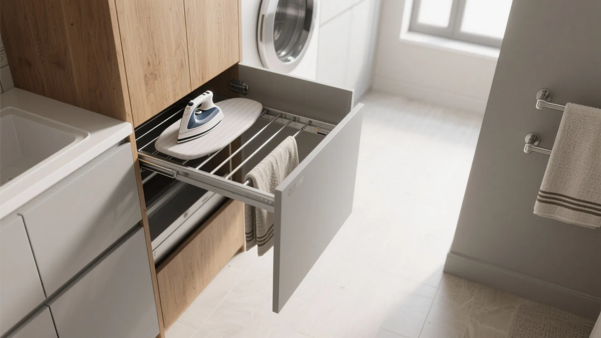 3. Pull-out drying and ironing: compact but mighty