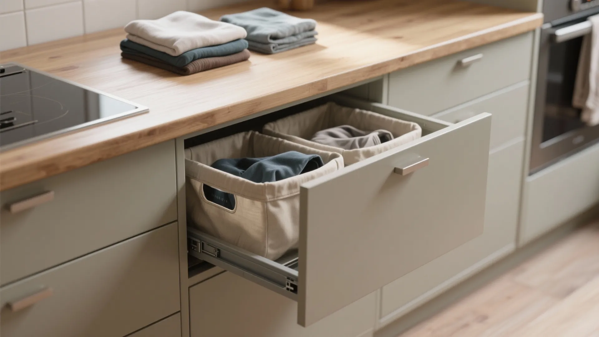 1. Pull-out hampers under countertops