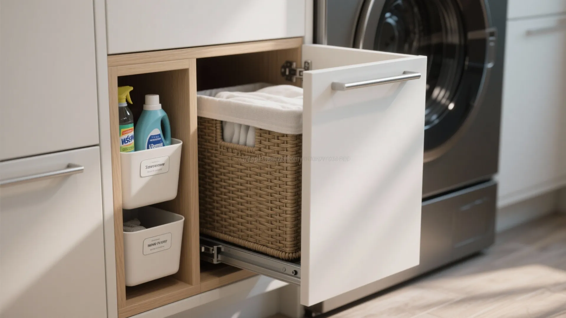 4. Smart Storage: Pull-Outs and Hampers