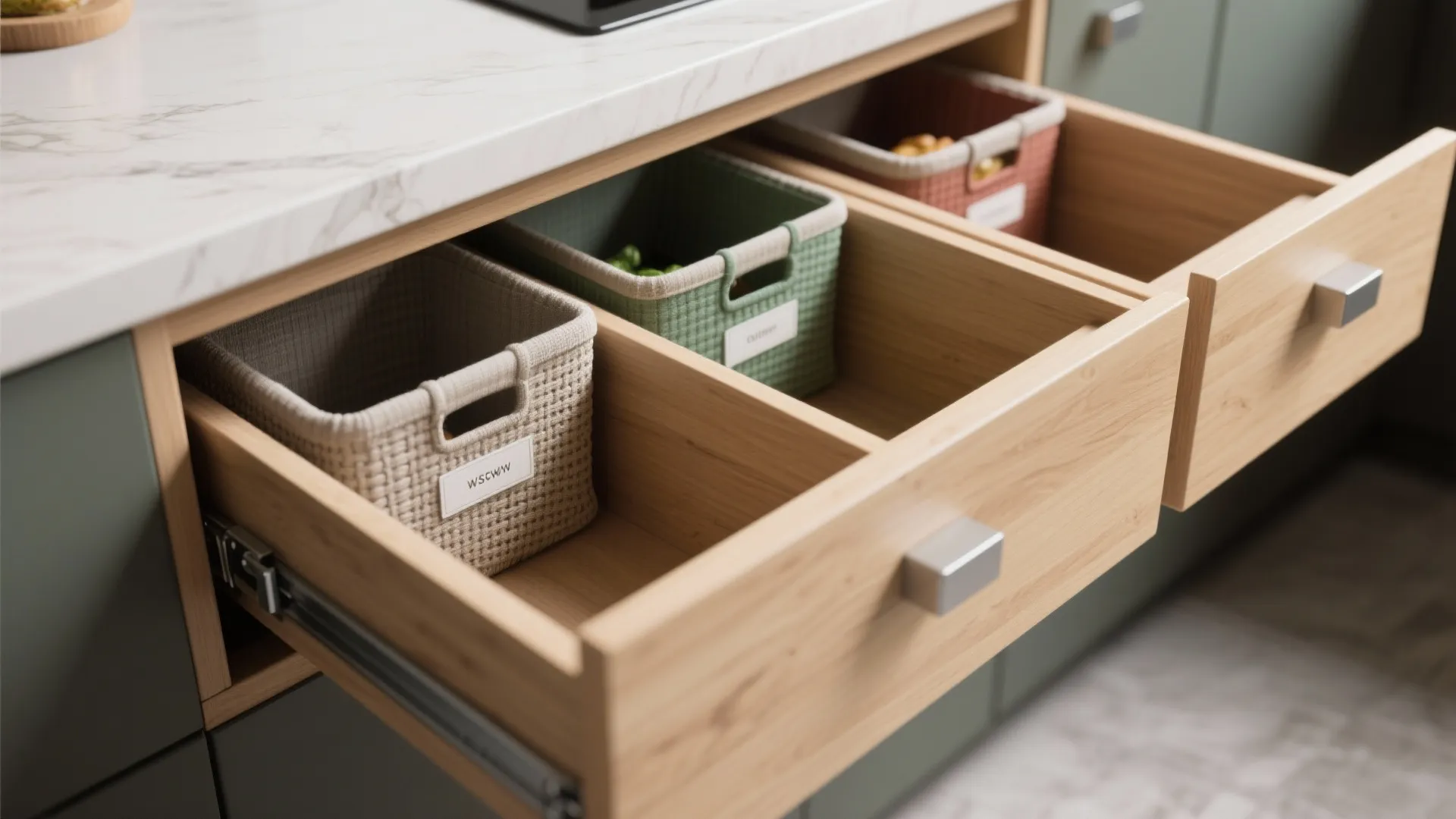 2. Pull-out hampers and hidden sorting