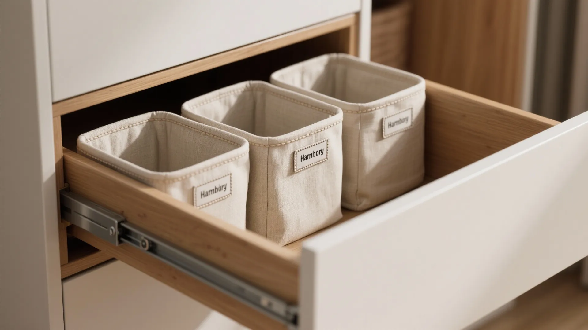 2. Pull-out hampers and built-in sorting