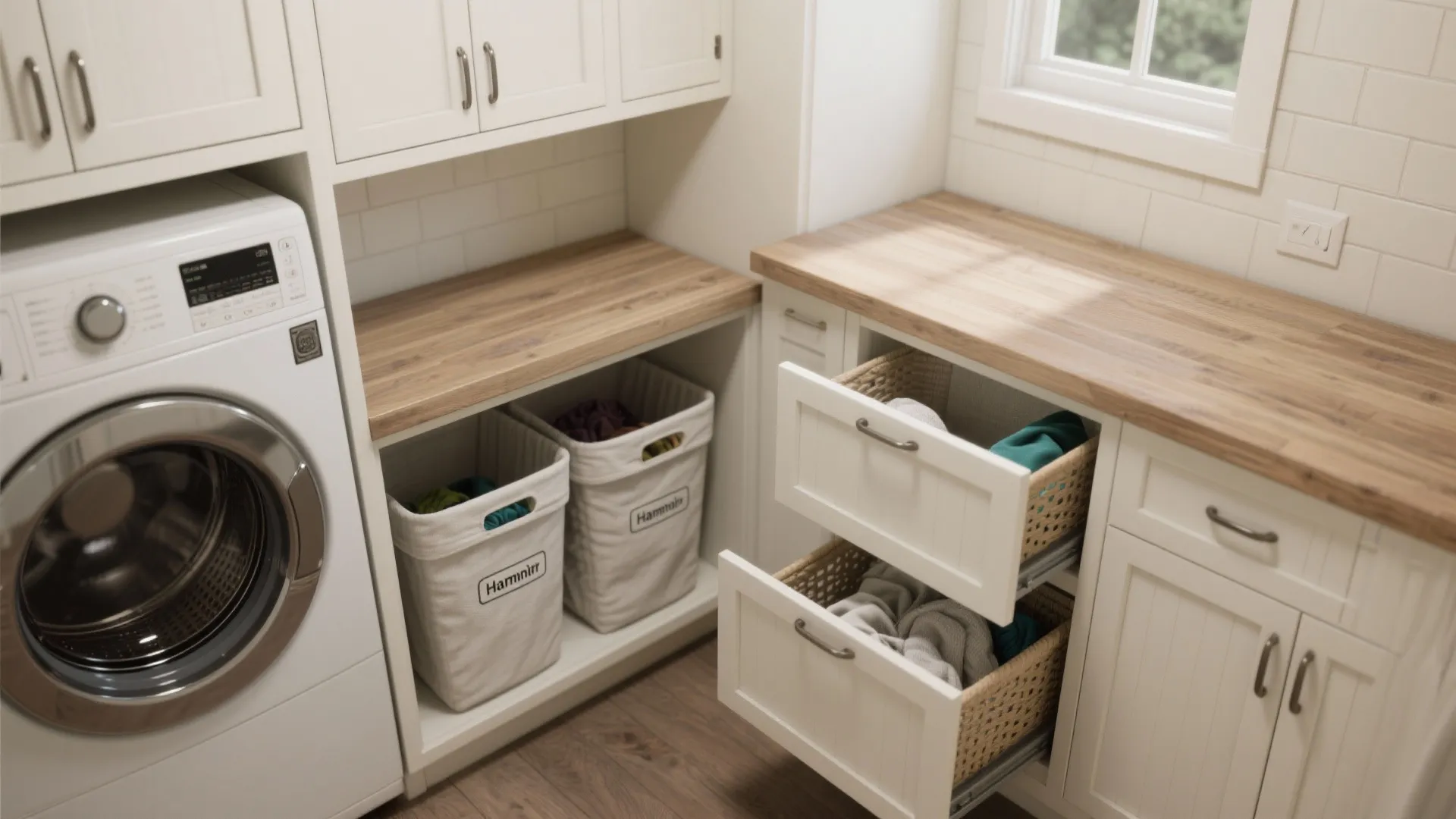 4. Built‑In Cabinetry with Pull‑Out Hampers