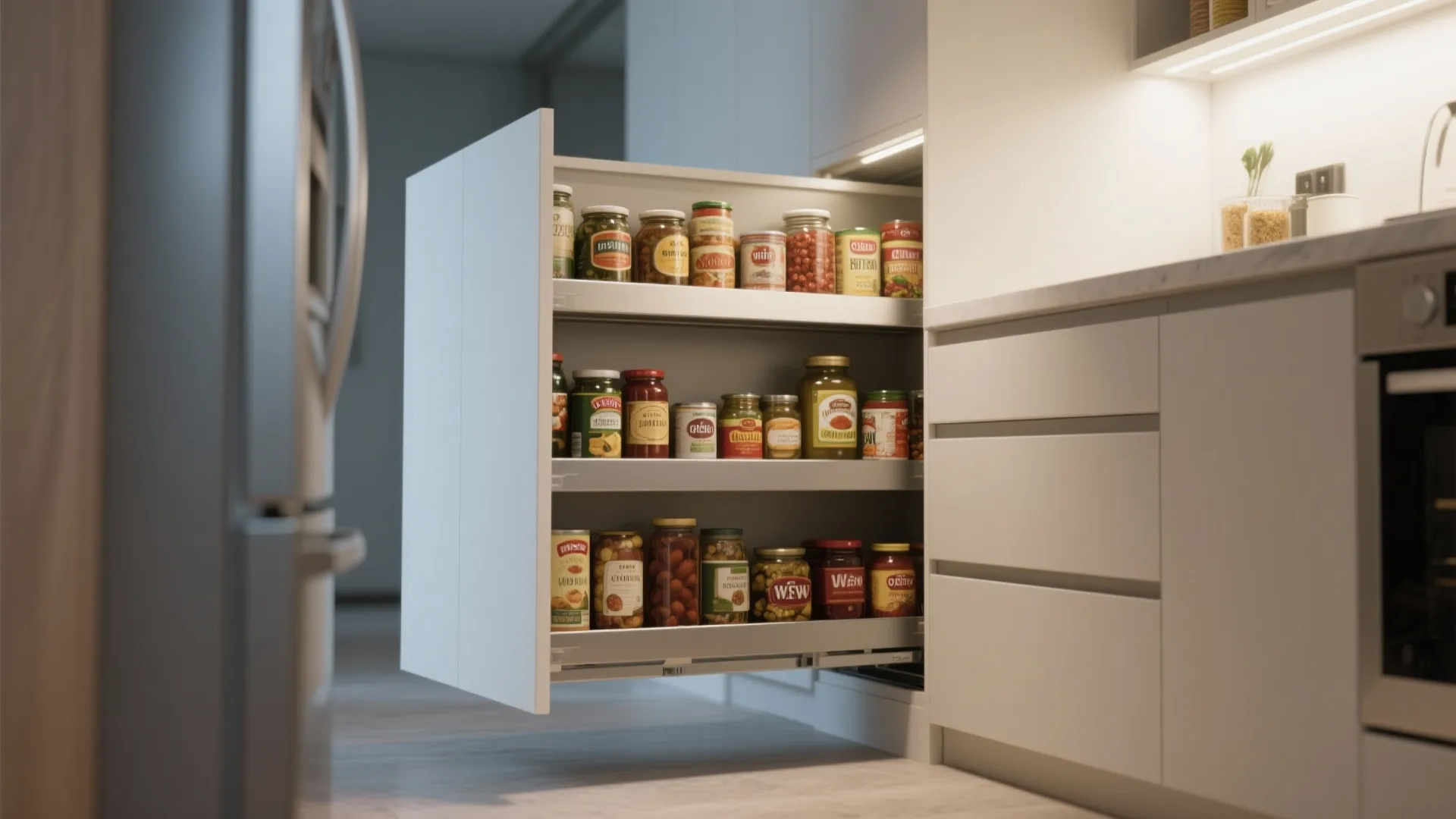 2. Install Pull-Out Pantry Units