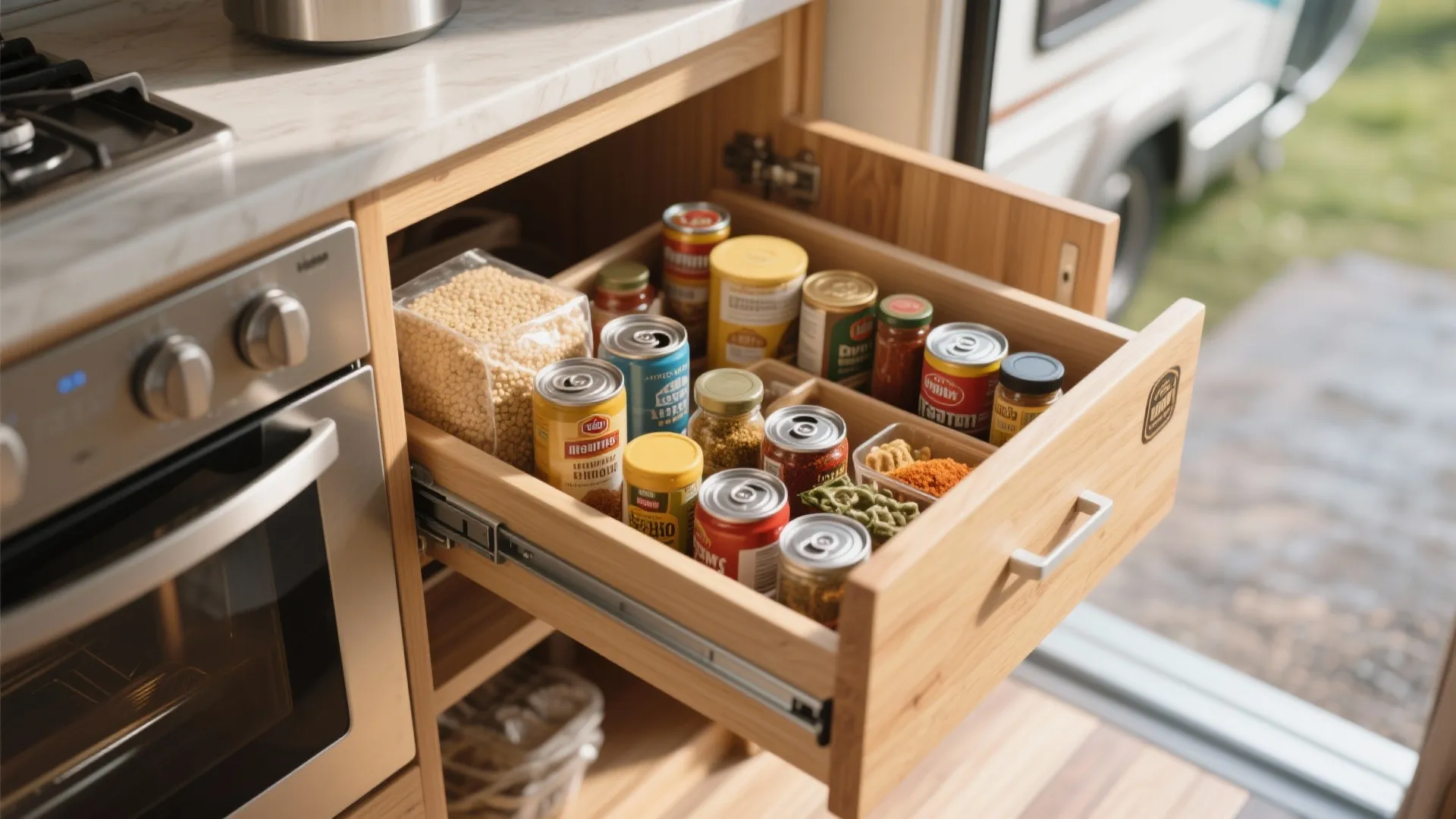 1. Pull-Out Pantry Drawers