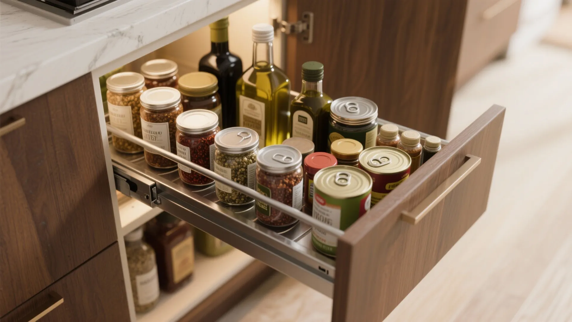 2. Pull-Out Pantry Shelving