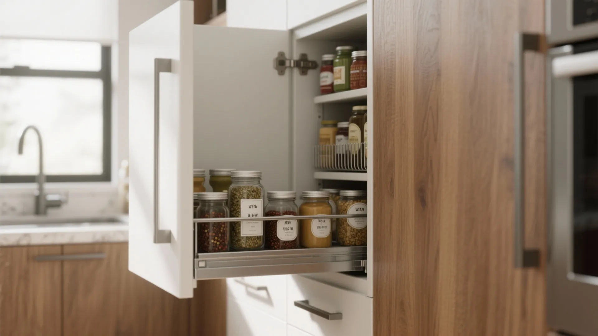 1. Pull-out pantry and vertical storage