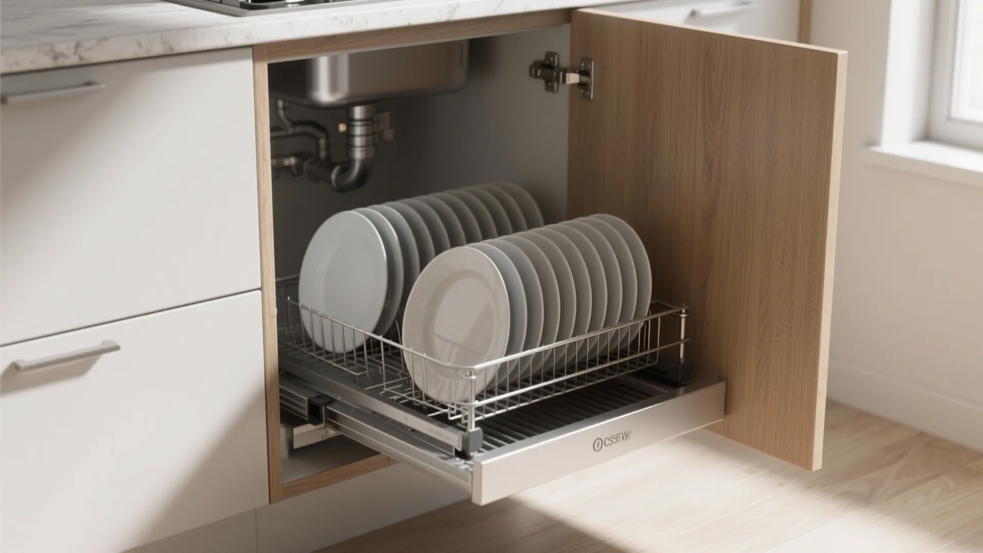 3. Pull-out cabinet dish rack