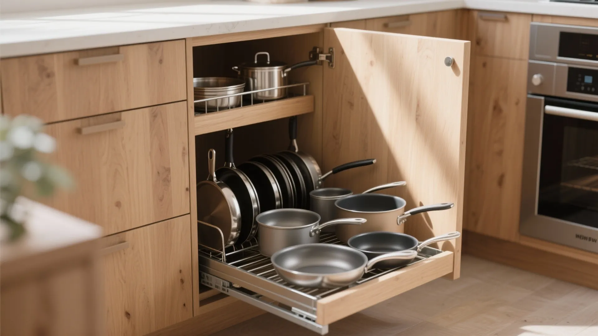 1. Pull-Out Shelves for Deep Cabinets