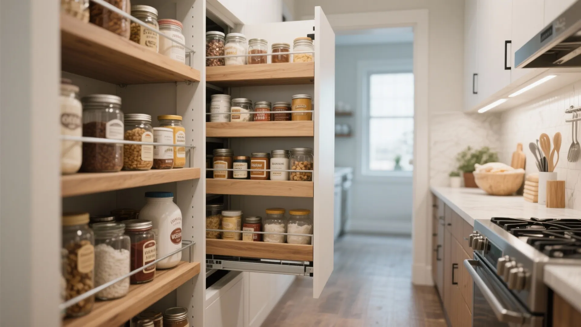 1. Pull-Out Vertical Shelves