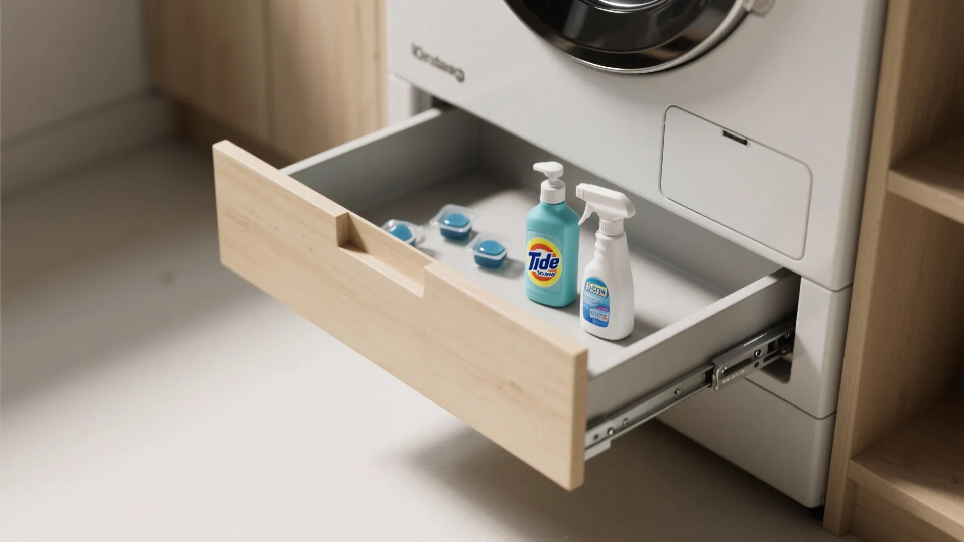 3. Pull-Out Shelves Above Machines