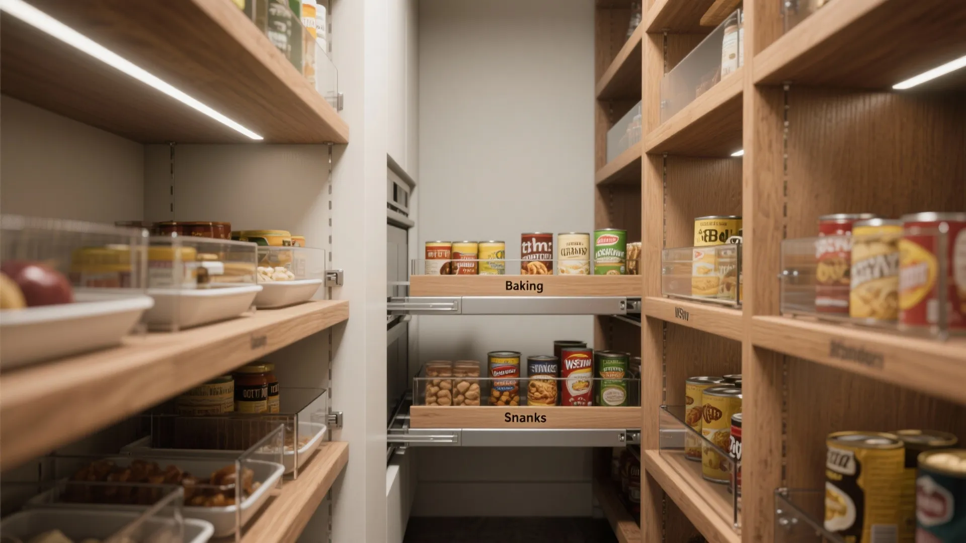 1. Pull-out shelves with clear zones