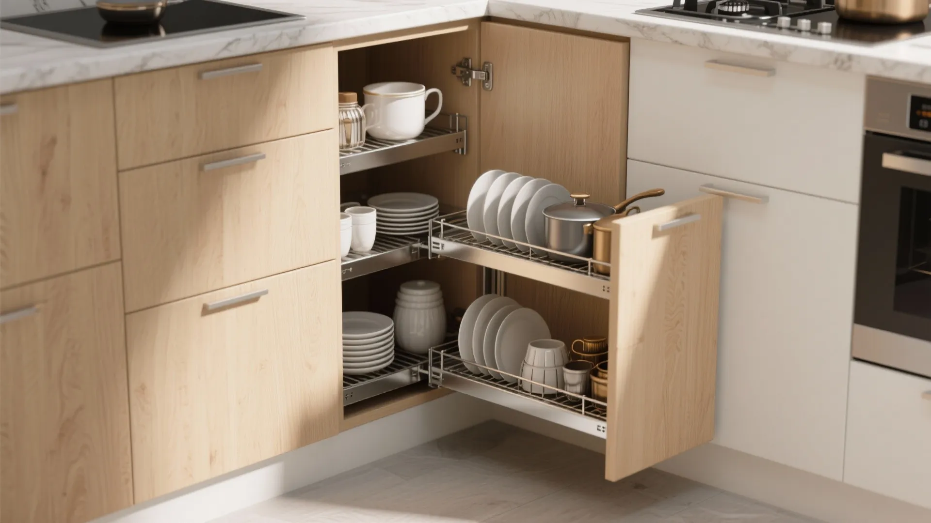 1. Pull-Out Blind Corner Shelves
