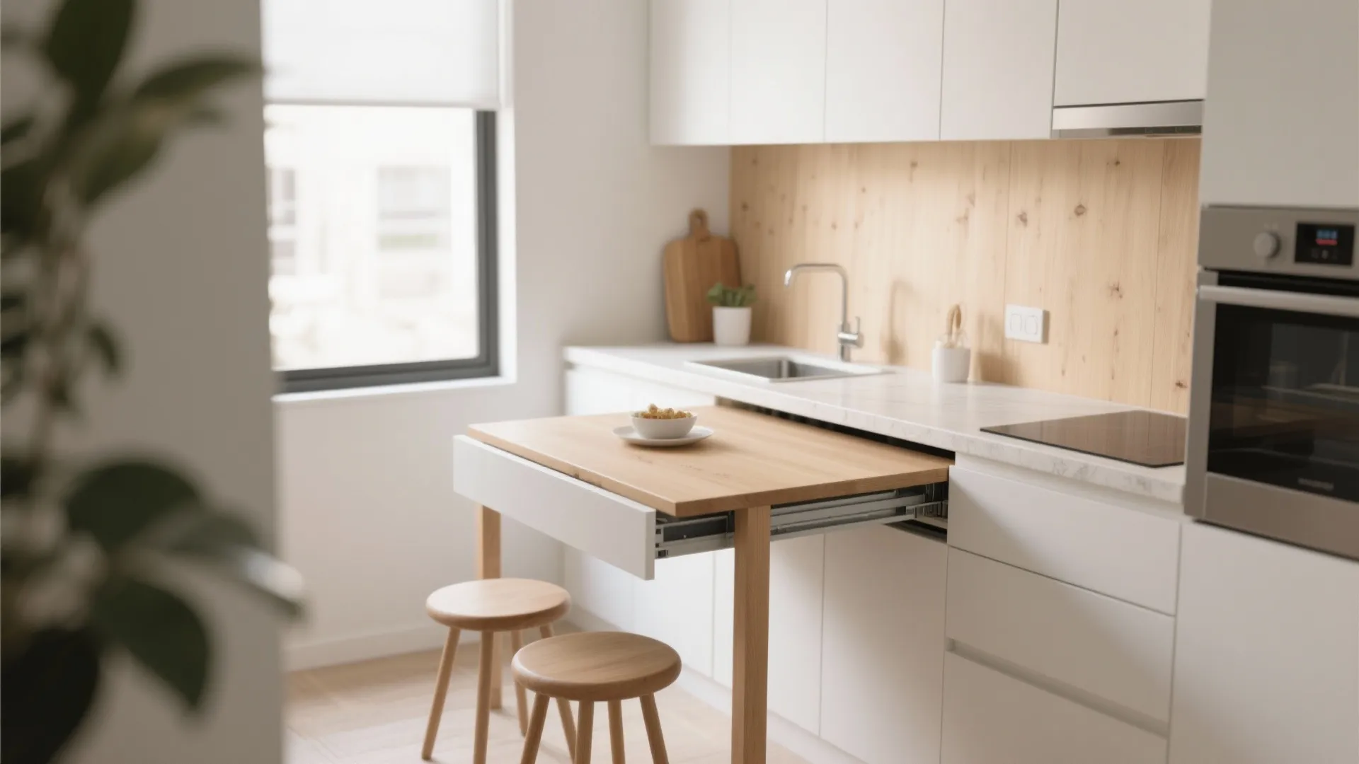 7. Install a Pull-Out Table from Cabinetry
