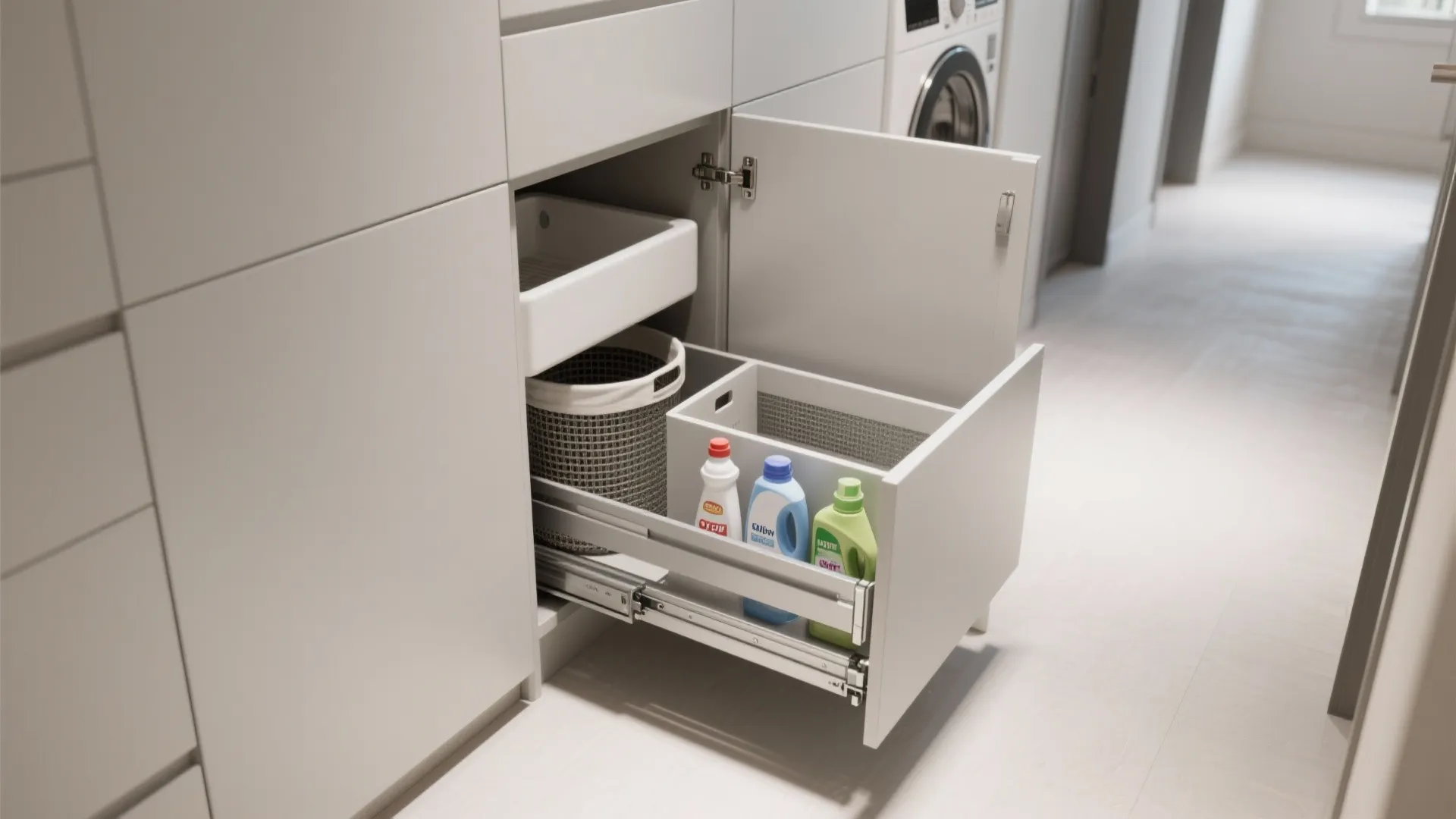 2. Pull-out laundry towers and sliding solutions